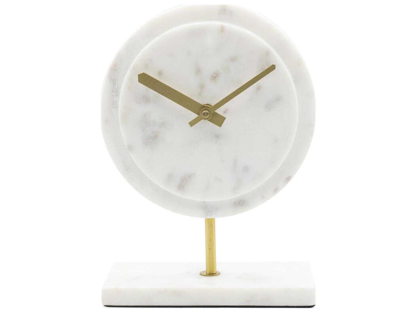 Howard Elliott Piero White Gray Brass Clock