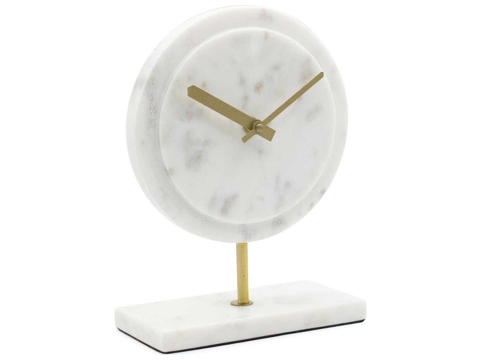 Howard Elliott Piero White Gray Brass Clock