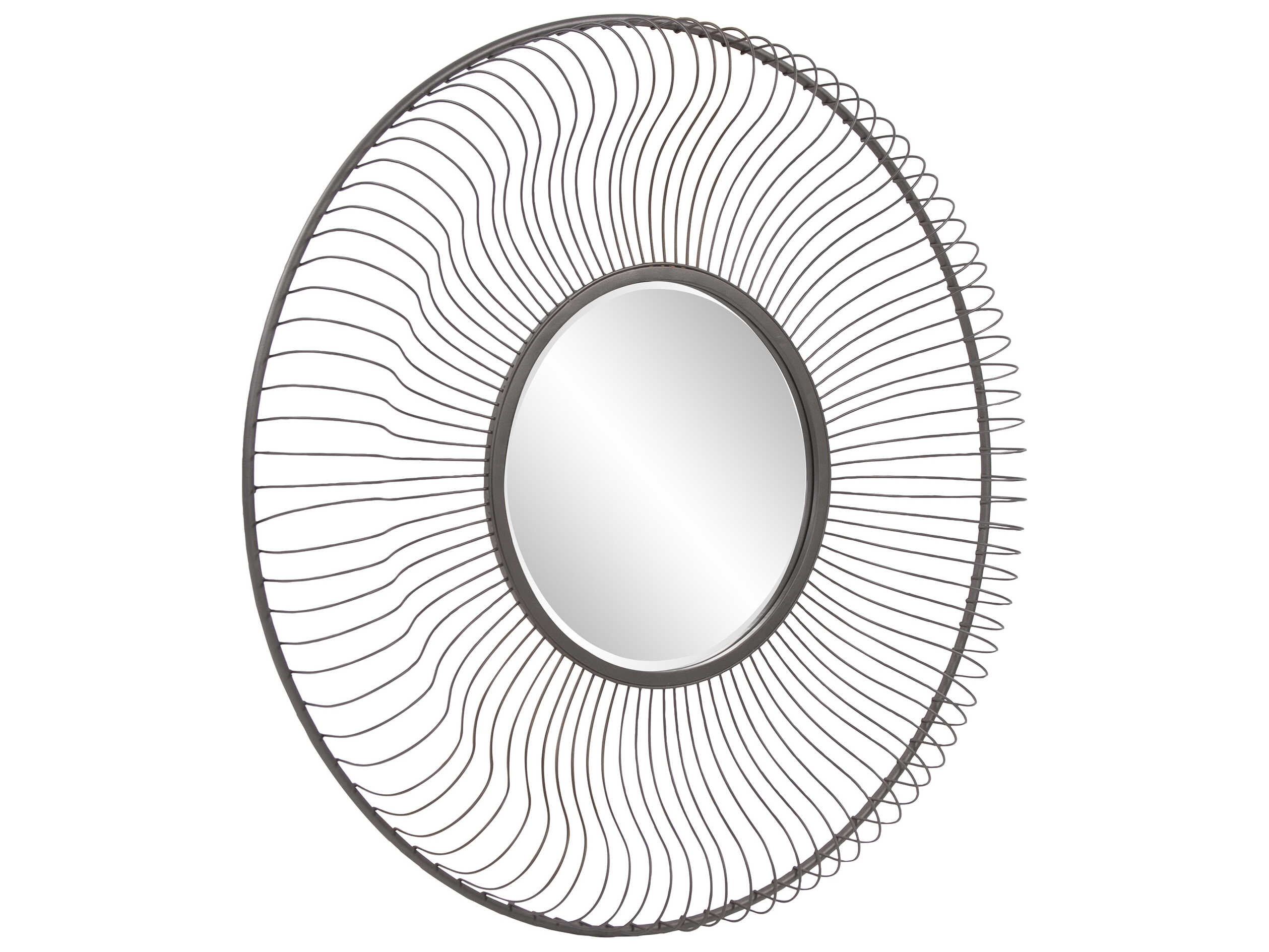 Howard Elliott Othello Graphite Round Wall Mirror