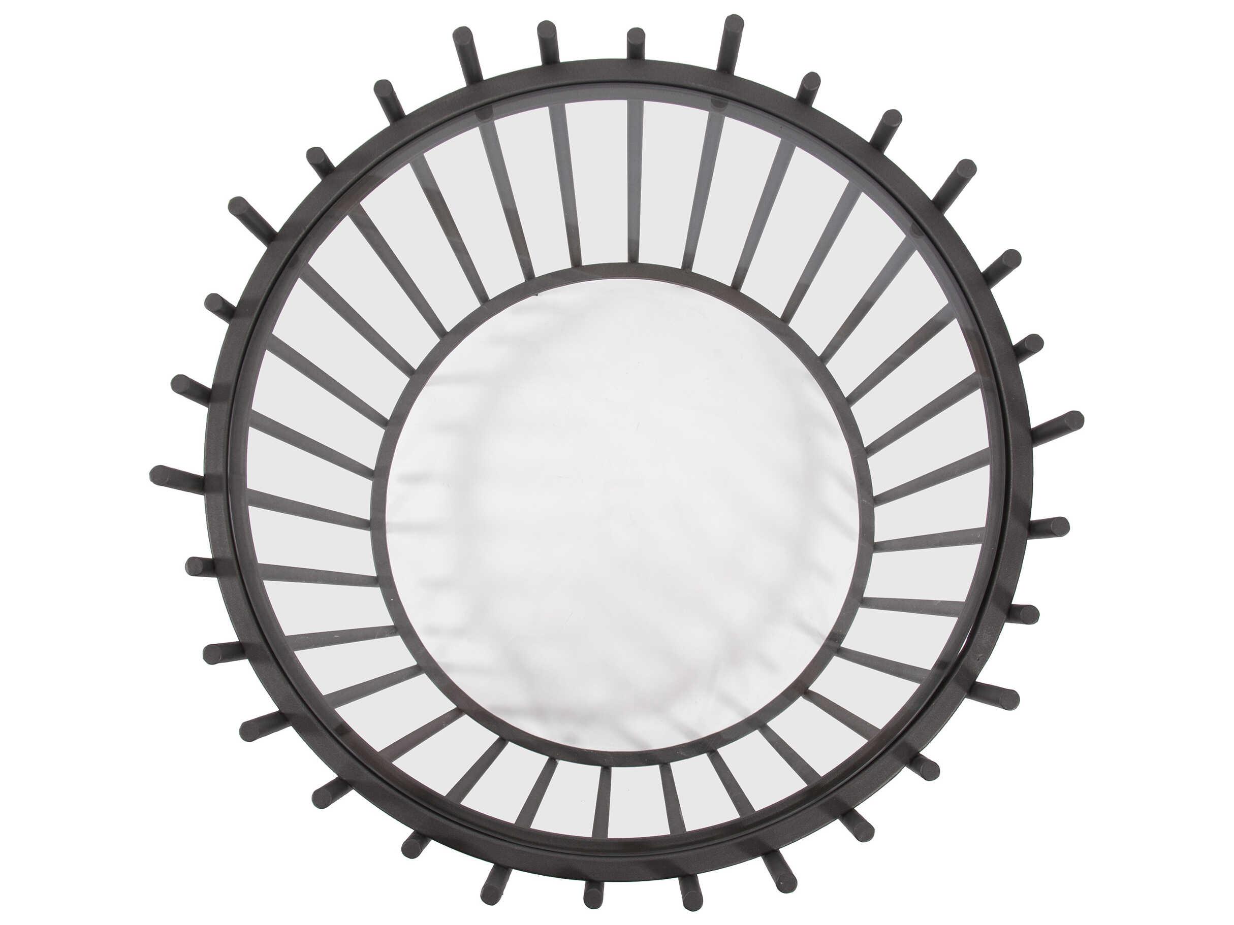 Howard Elliott Iron Rod Round Glass Graphite End Table