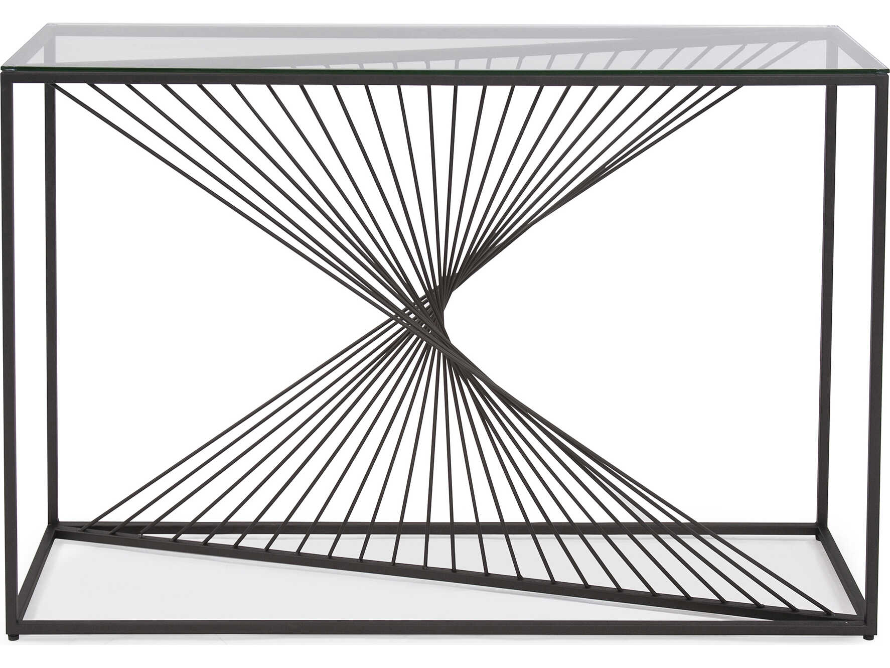 Howard Elliott Optical Twist Rectangular Glass Graphite Console Table