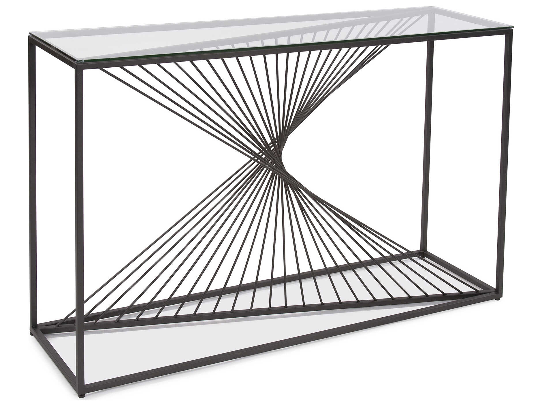 Howard Elliott Optical Twist Rectangular Glass Graphite Console Table