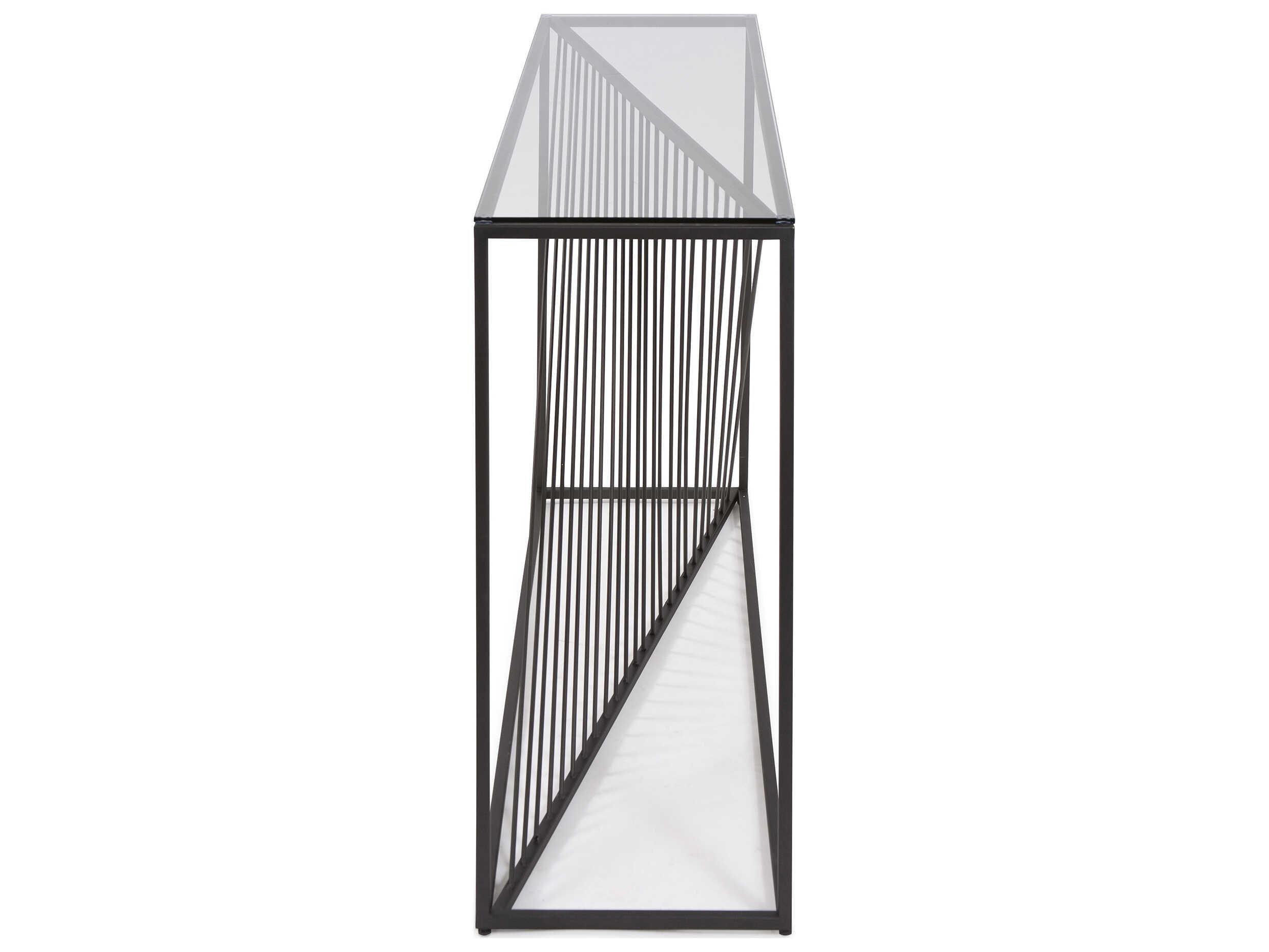 Howard Elliott Optical Twist Rectangular Glass Graphite Console Table