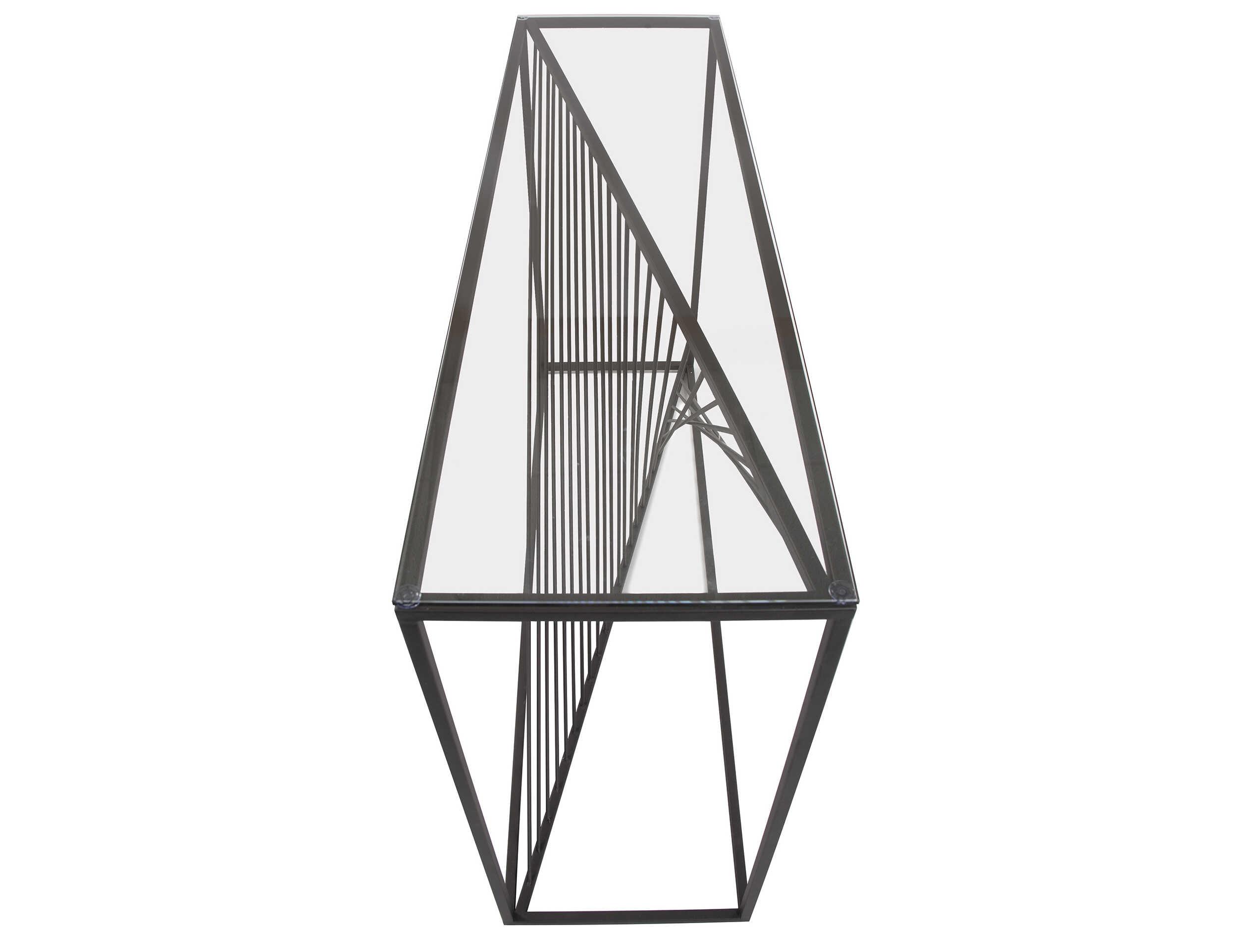 Howard Elliott Optical Twist Rectangular Glass Graphite Console Table