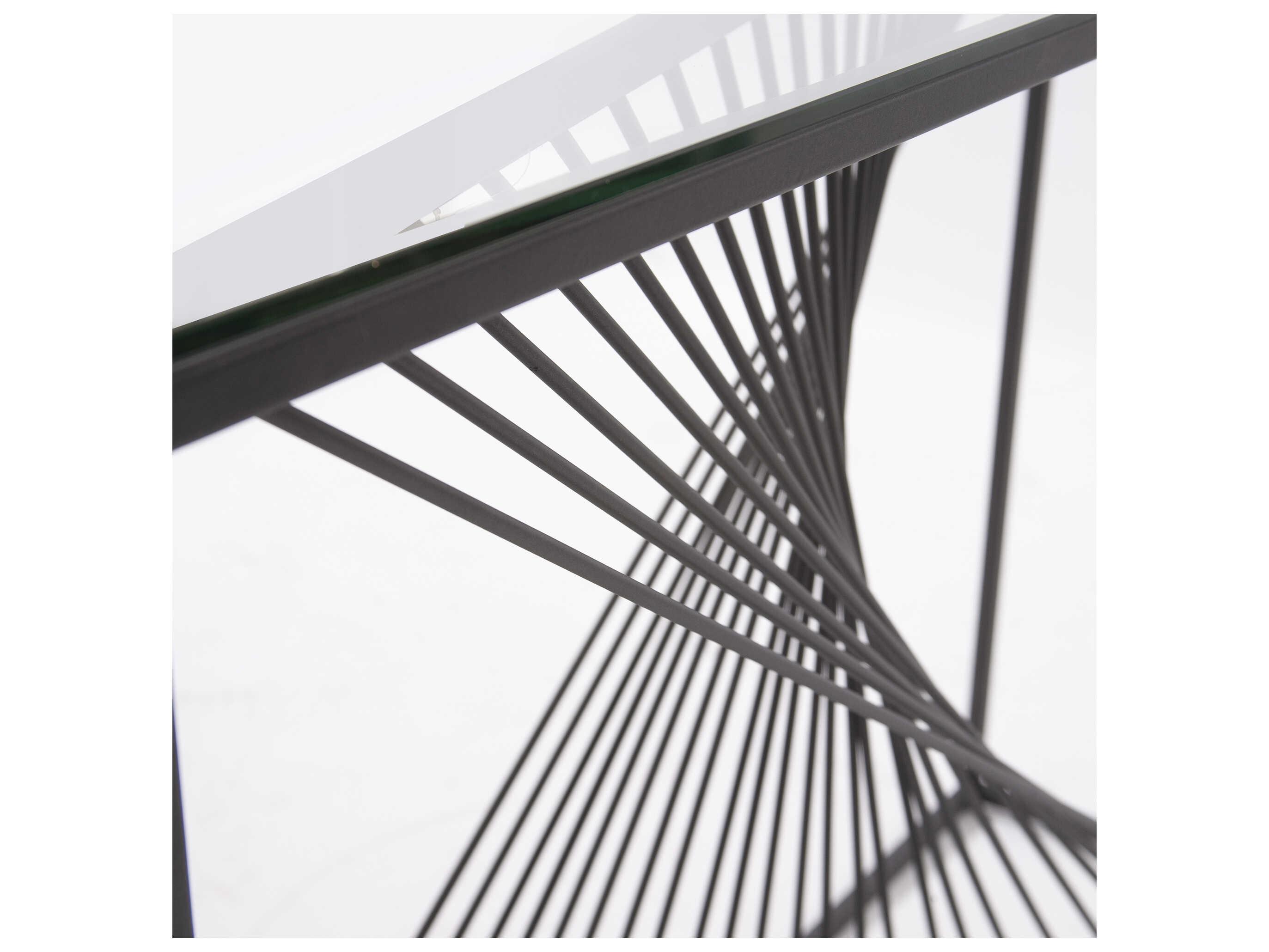 Howard Elliott Optical Twist Rectangular Glass Graphite Console Table
