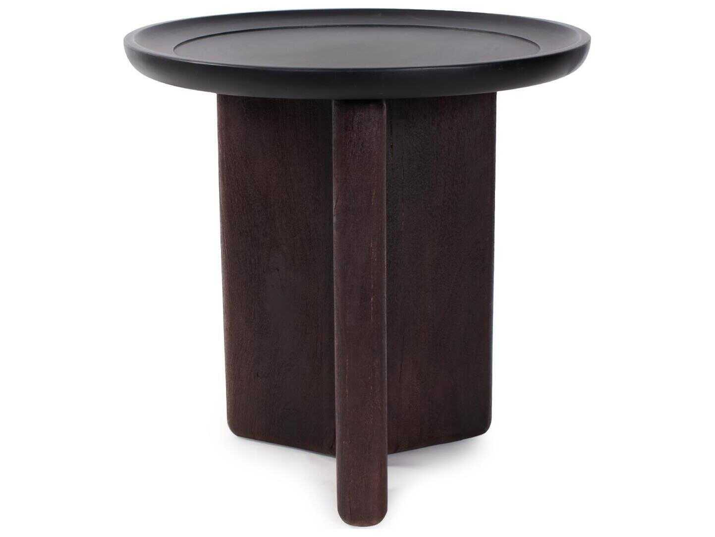 Howard Elliott Bollack Round Wood Brown Black End Table