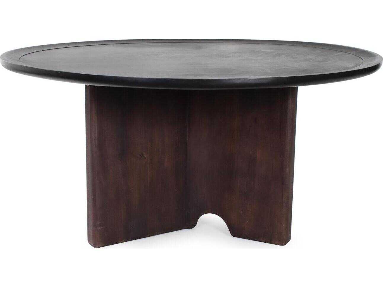 Howard Elliott Bollack Round Wood Brown Black Dining Table
