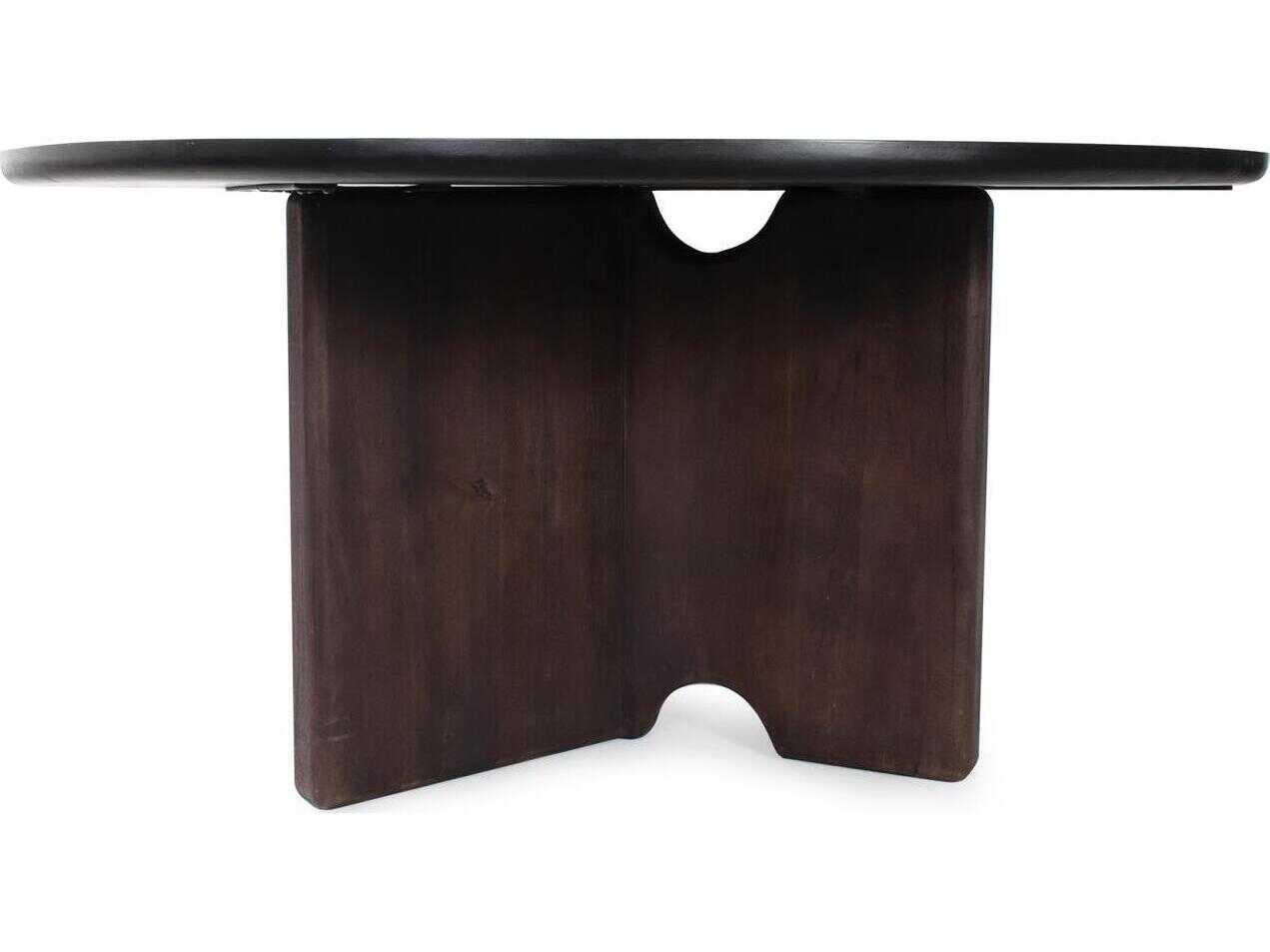 Howard Elliott Bollack Round Wood Brown Black Dining Table