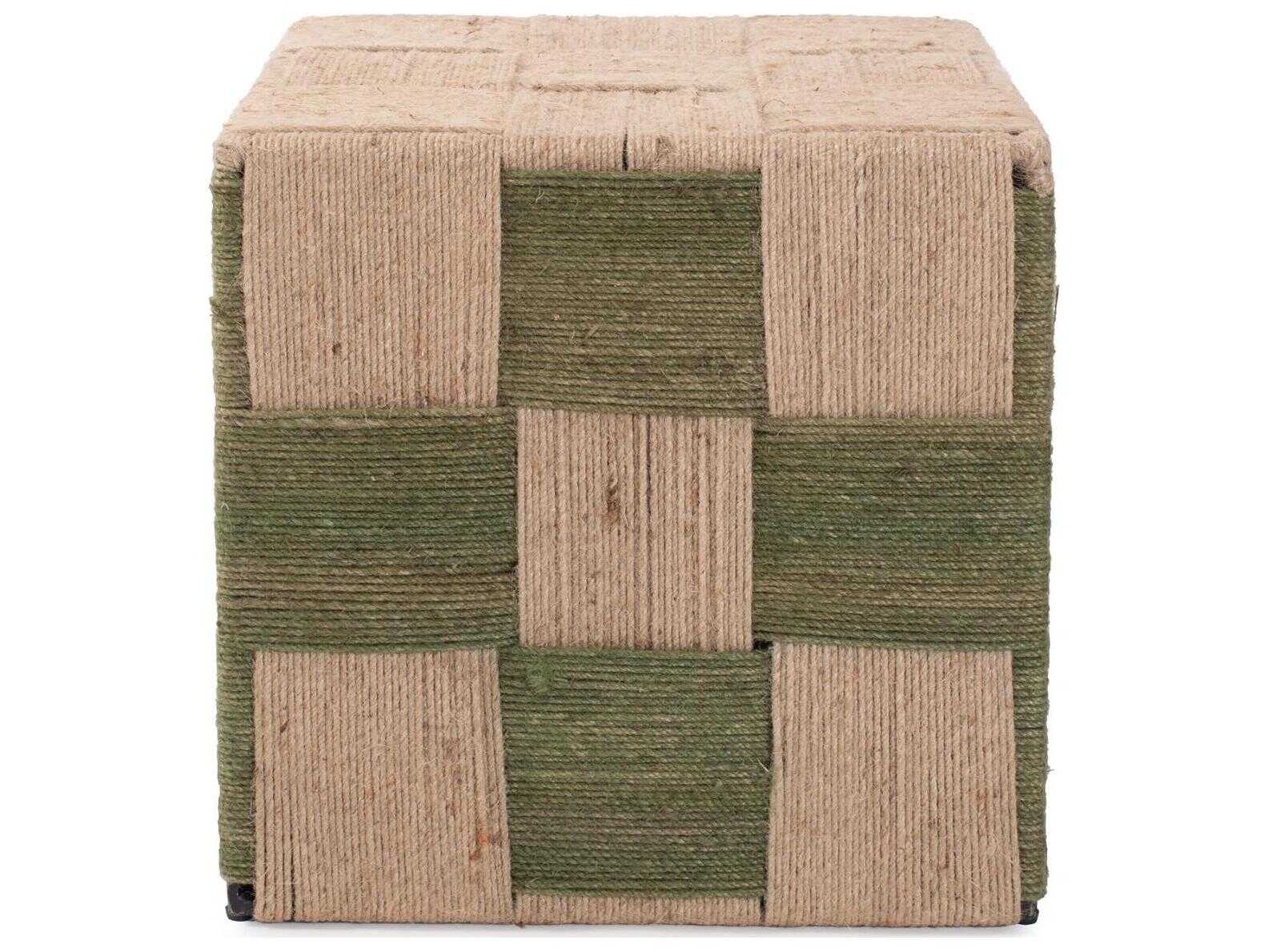Howard Elliott Escobedo Square Fabric Green Beige End Table