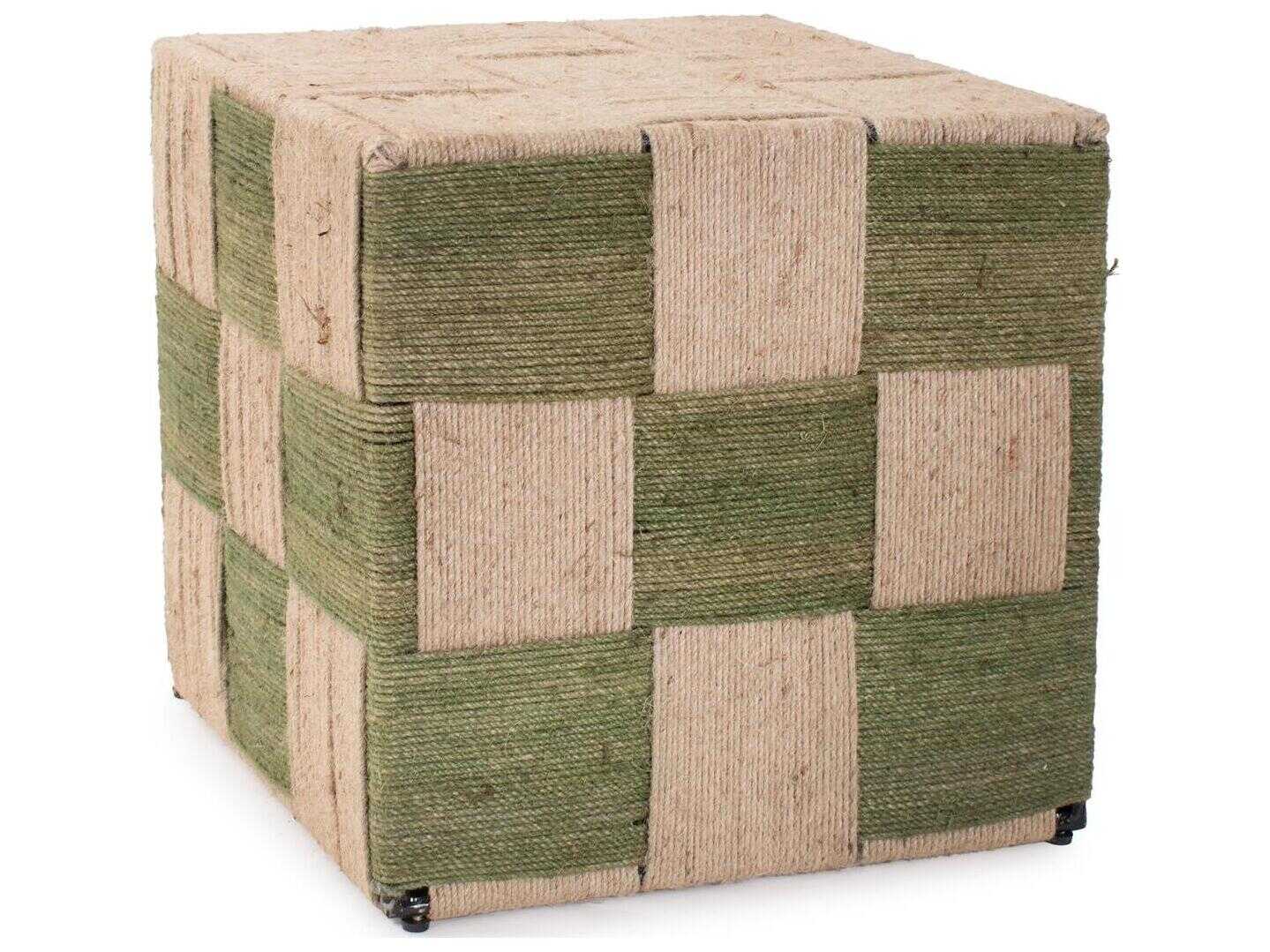 Howard Elliott Escobedo Square Fabric Green Beige End Table