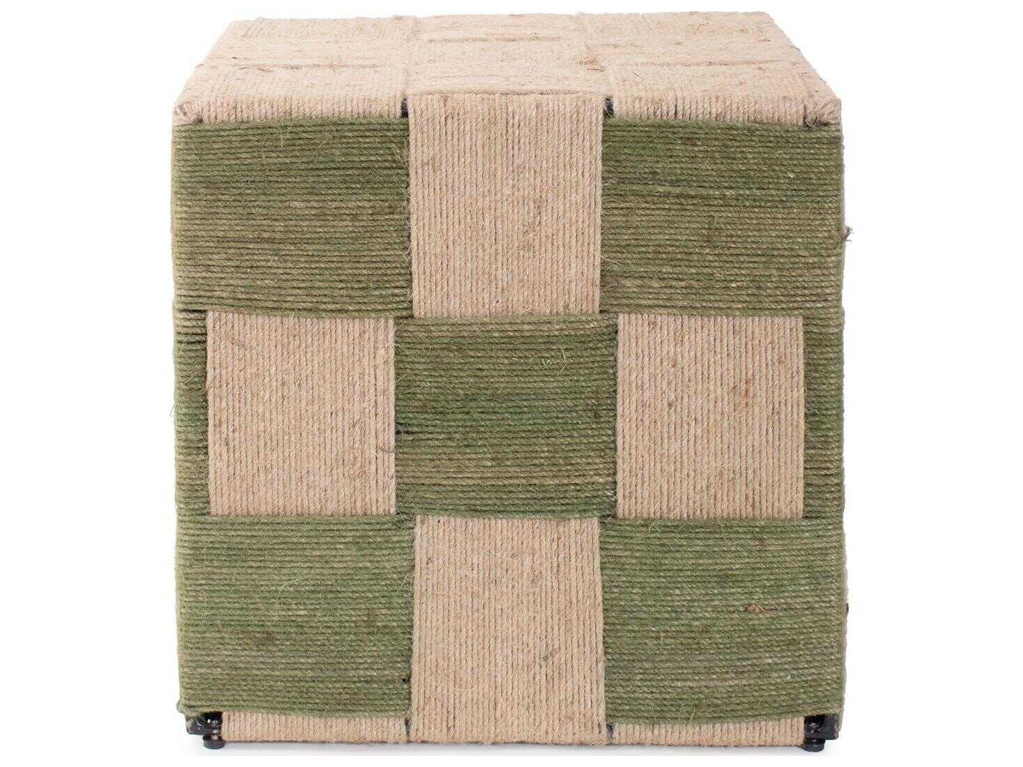 Howard Elliott Escobedo Square Fabric Green Beige End Table