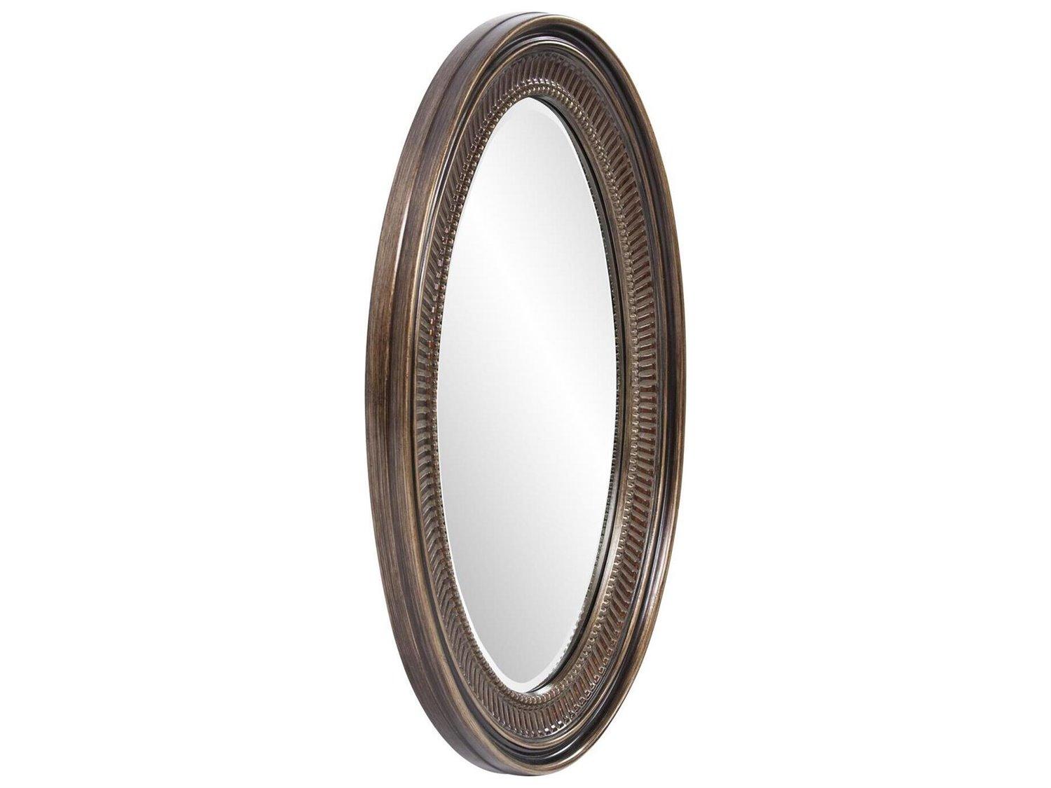 Howard Elliott Ethan Museum Bronze Oval Wall Mirror