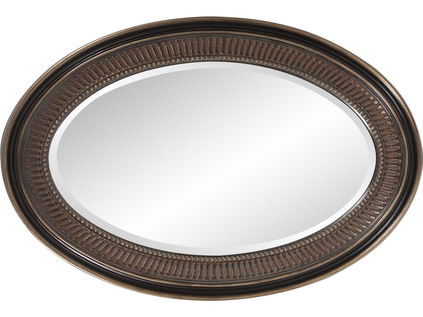 Howard Elliott Ethan Museum Bronze Oval Wall Mirror
