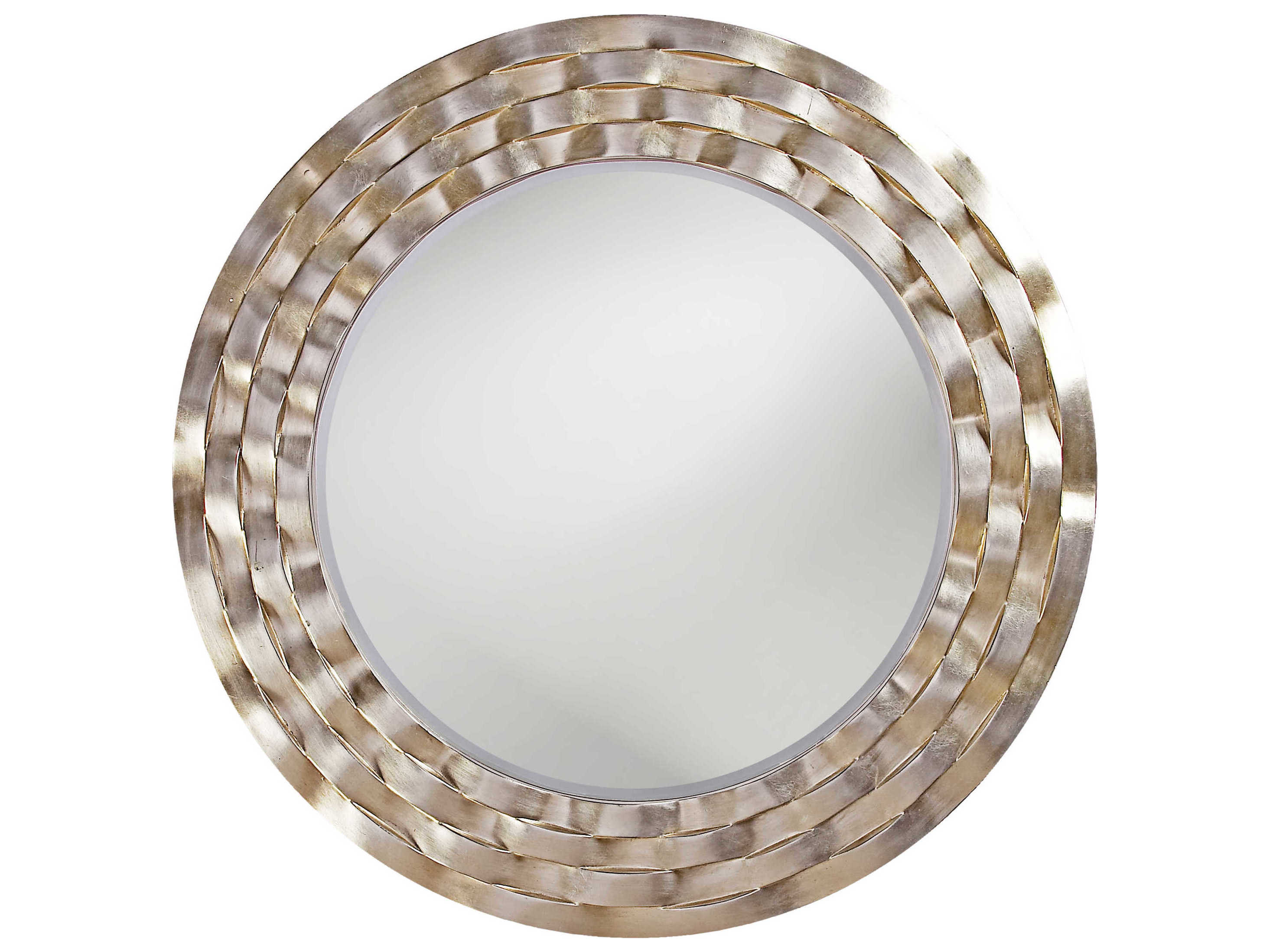 Howard Elliott Cartier Silver Leaf Round Wall Mirror