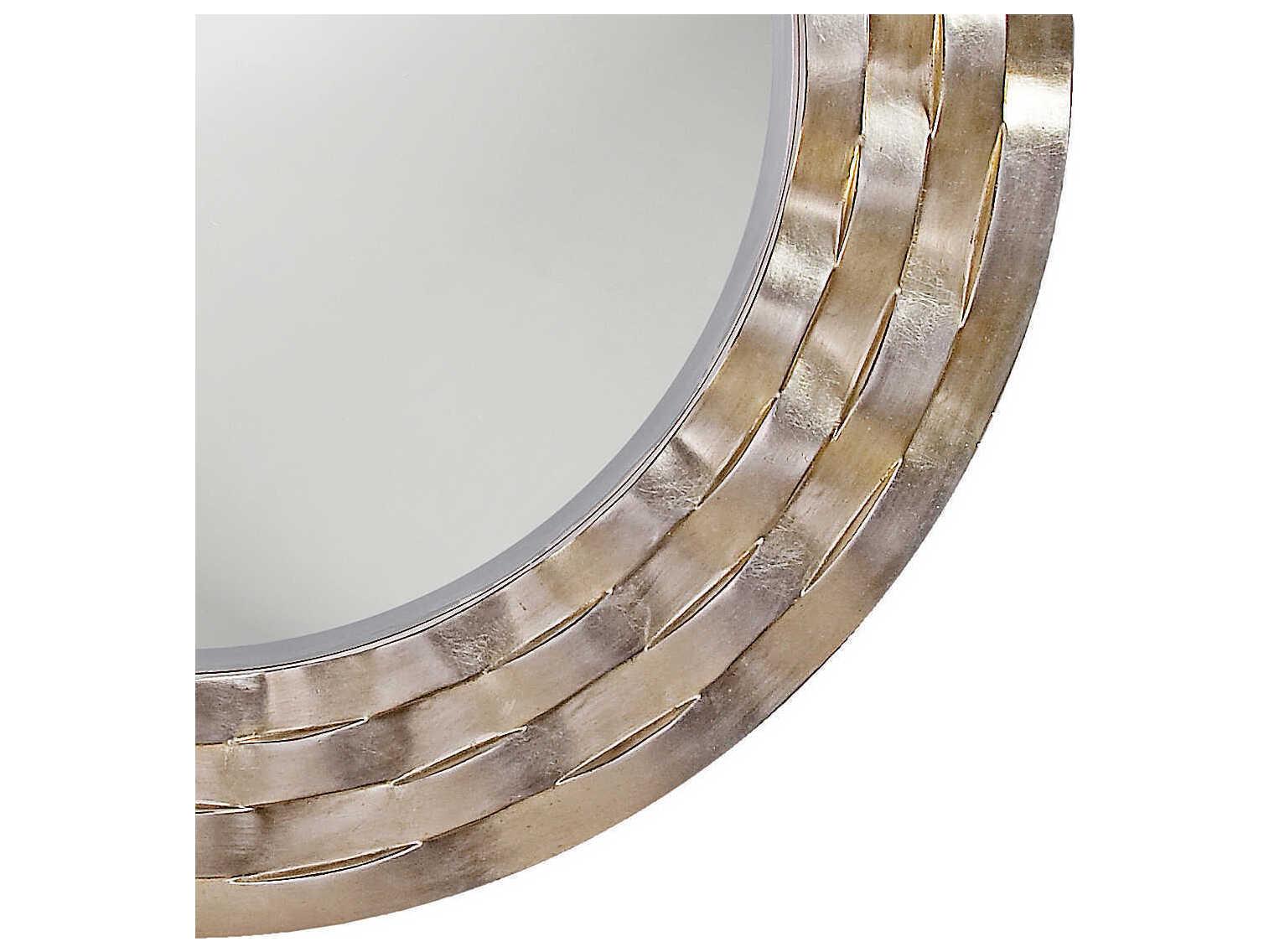 Howard Elliott Cartier Silver Leaf Round Wall Mirror