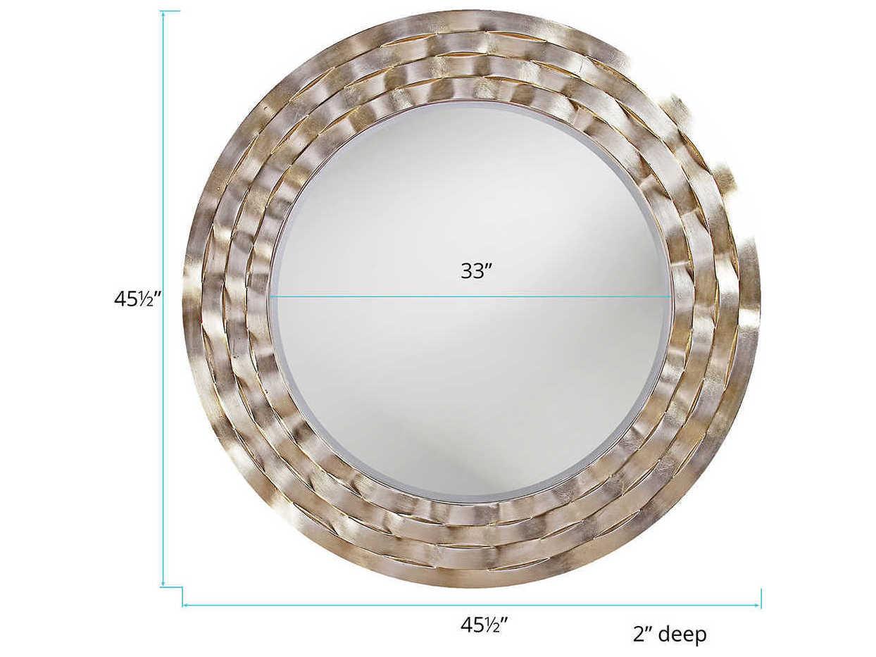 Howard Elliott Cartier Silver Leaf Round Wall Mirror