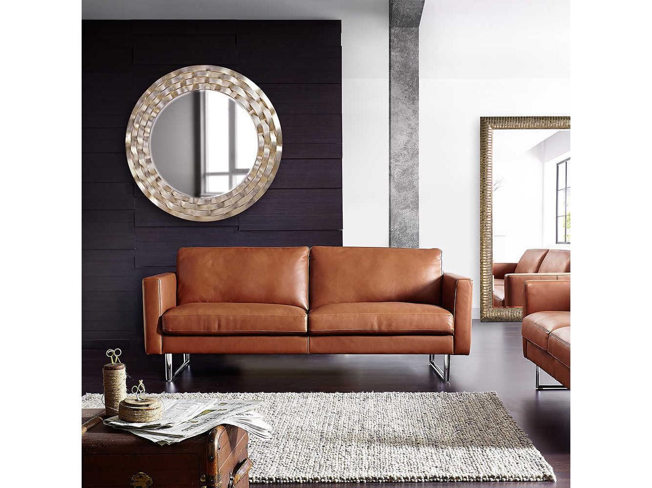 Howard Elliott Cartier Silver Leaf Round Wall Mirror