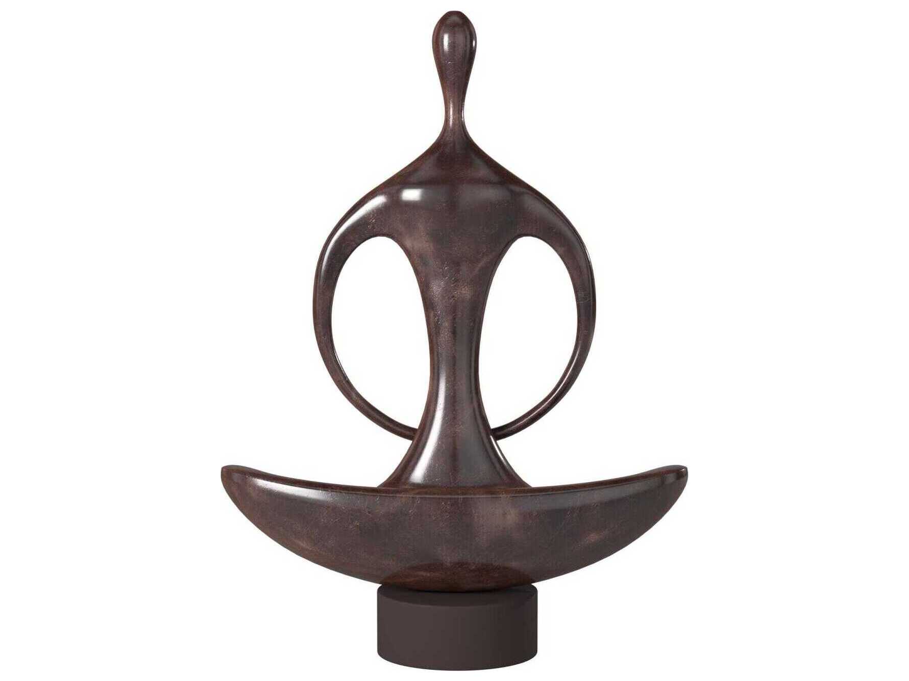 Howard Elliott Abstract Yoga Silhouette Polished Bronze Sculpture