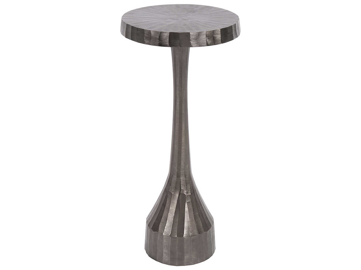 Howard Elliott Chiseled 9" Round Metal Graphite End Table