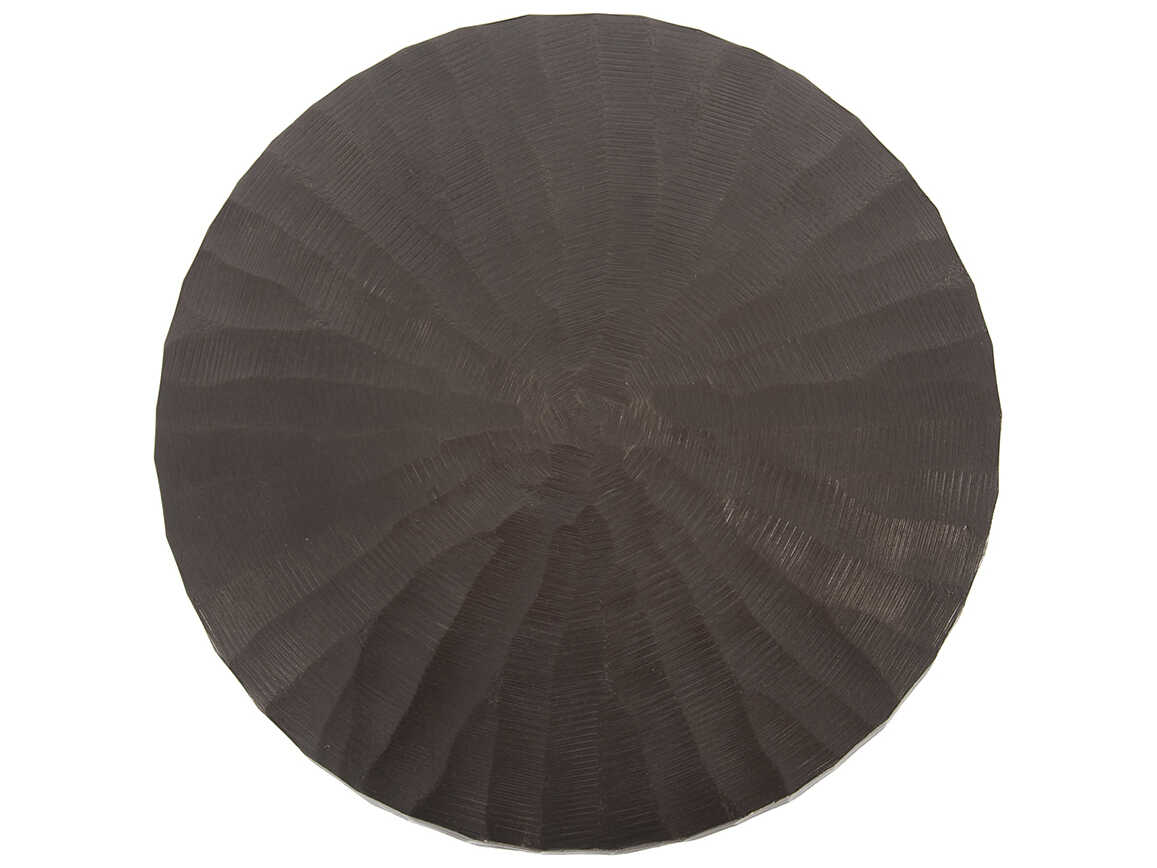 Howard Elliott Chiseled 9" Round Metal Graphite End Table