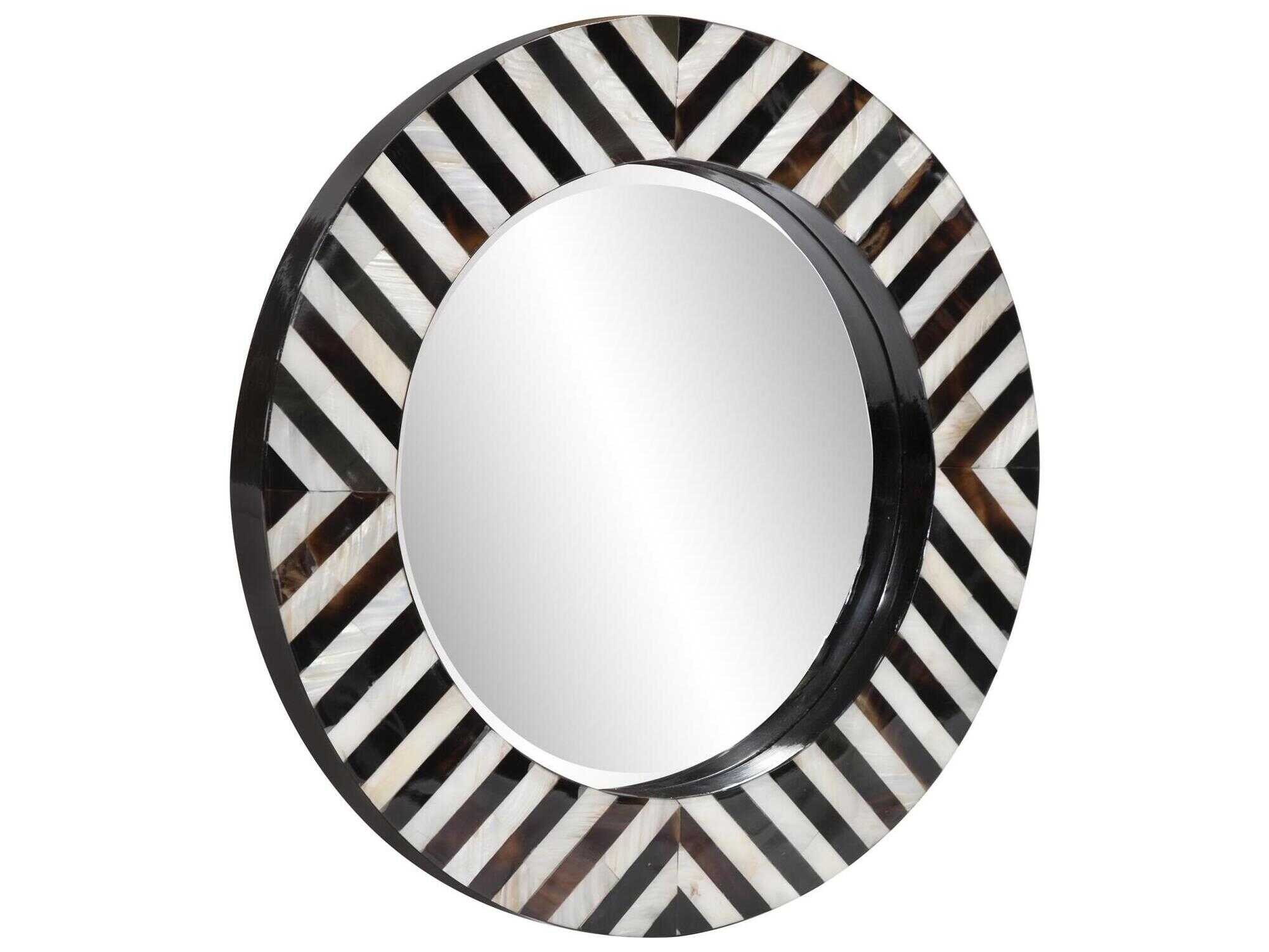 Howard Elliott Julianna Black Pearl Round Wall Mirror