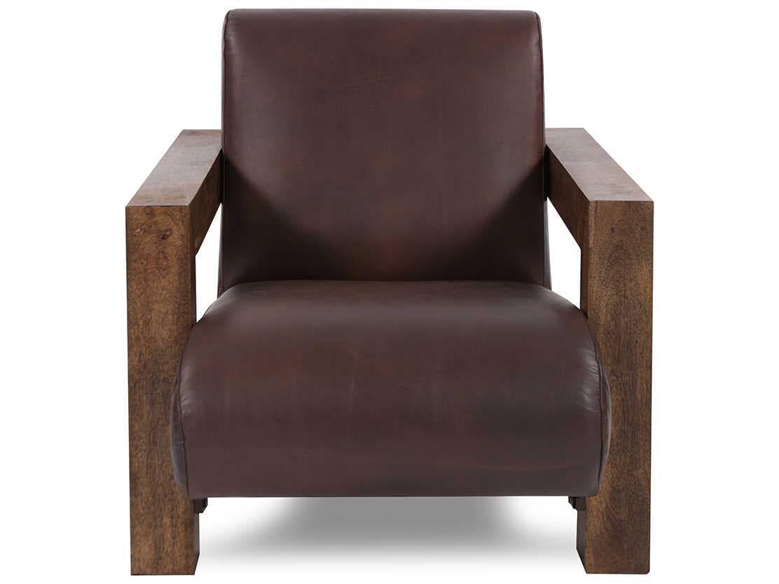 Howard Elliott Camden Brown Leather Accent Chair