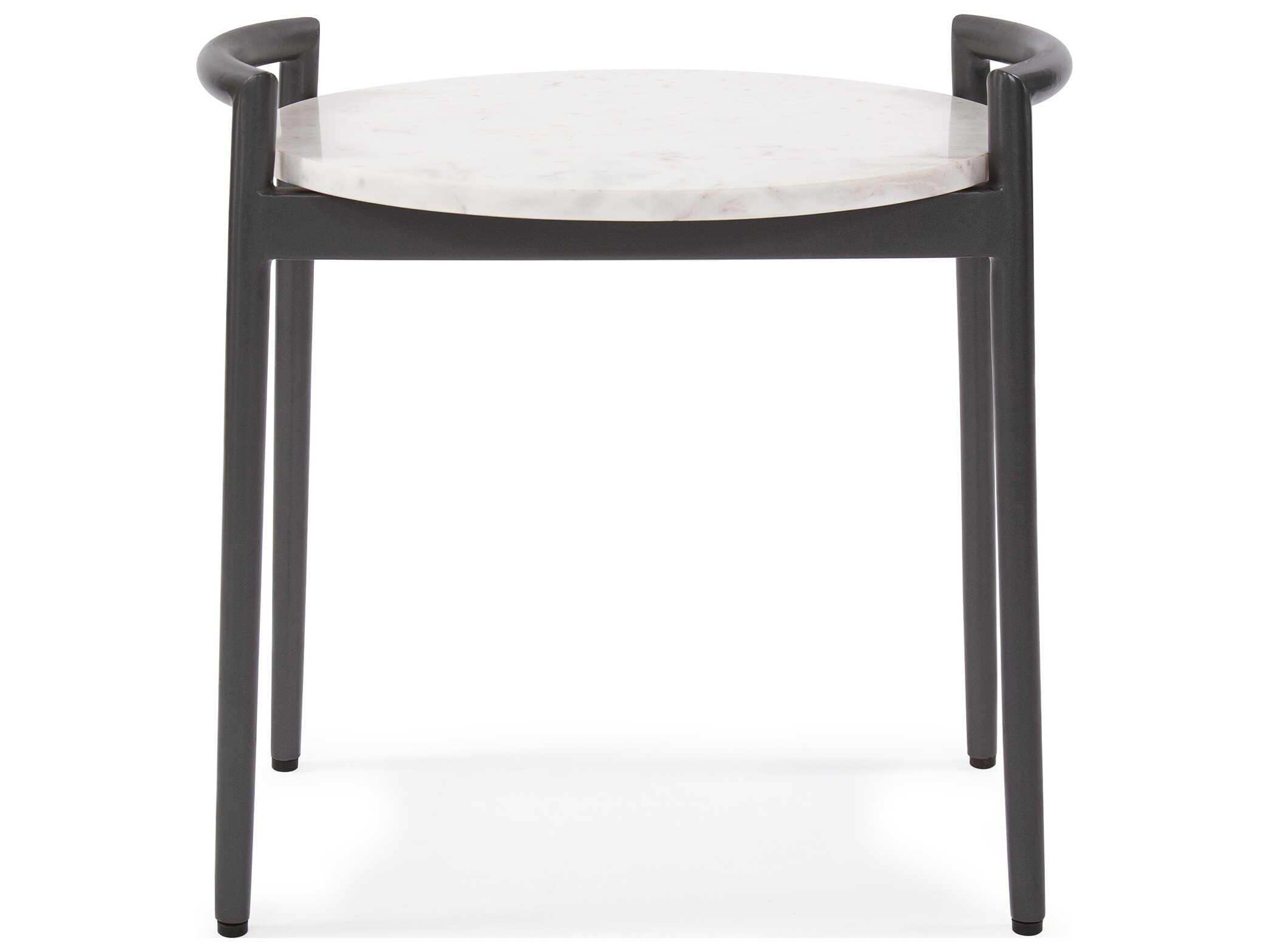 Howard Elliott Round Marble Black White End Table