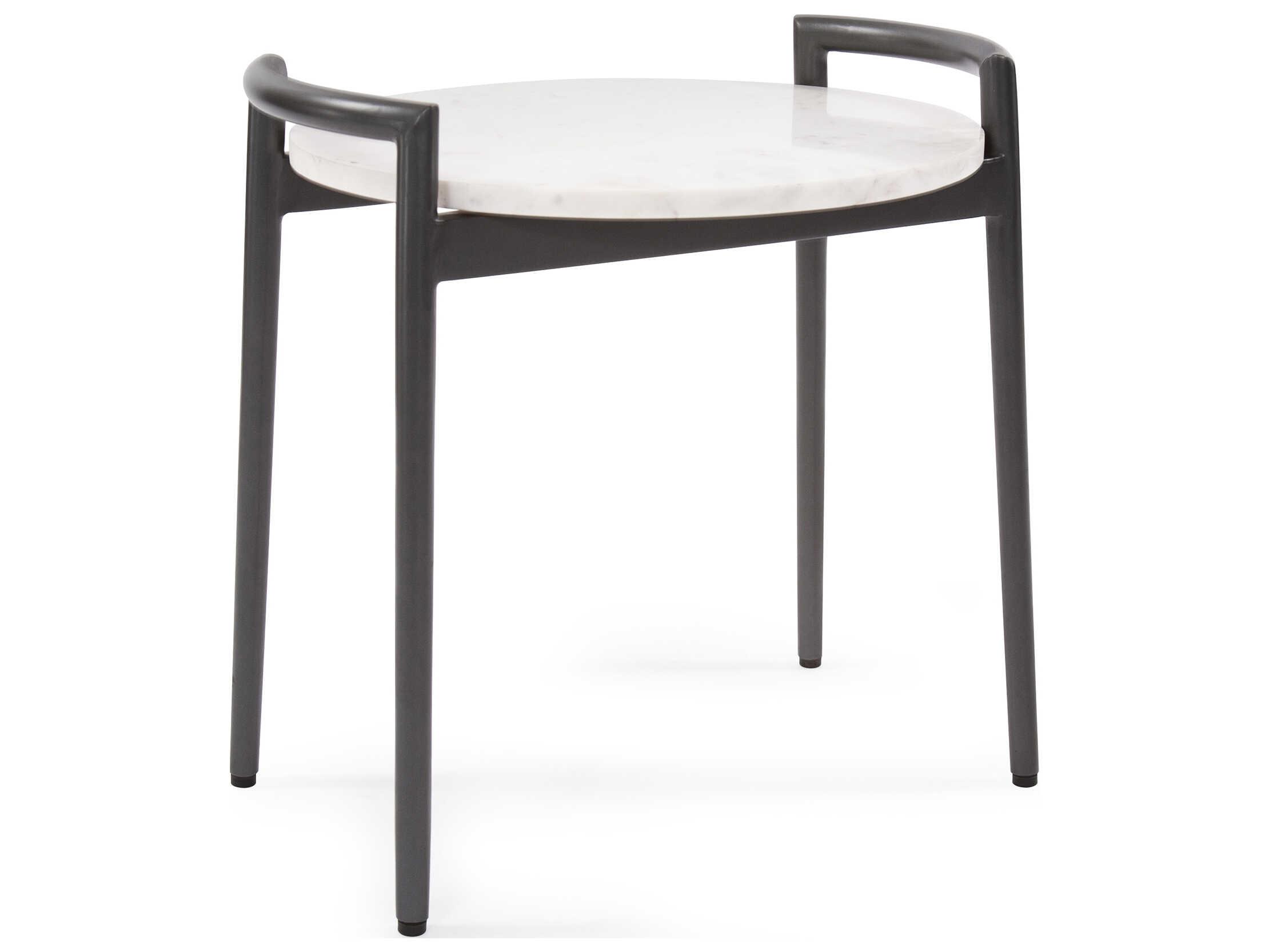 Howard Elliott Round Marble Black White End Table