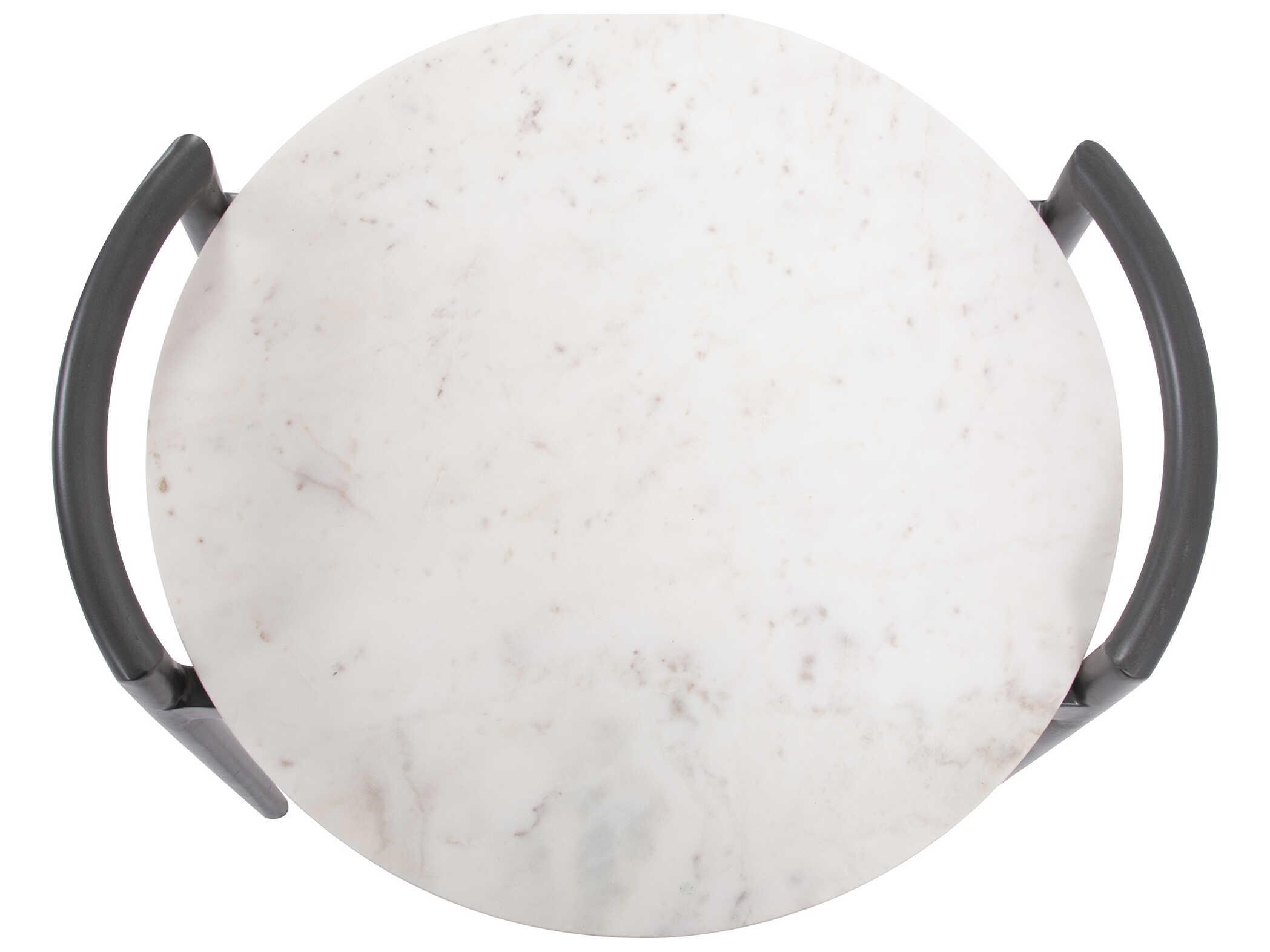 Howard Elliott Round Marble Black White End Table