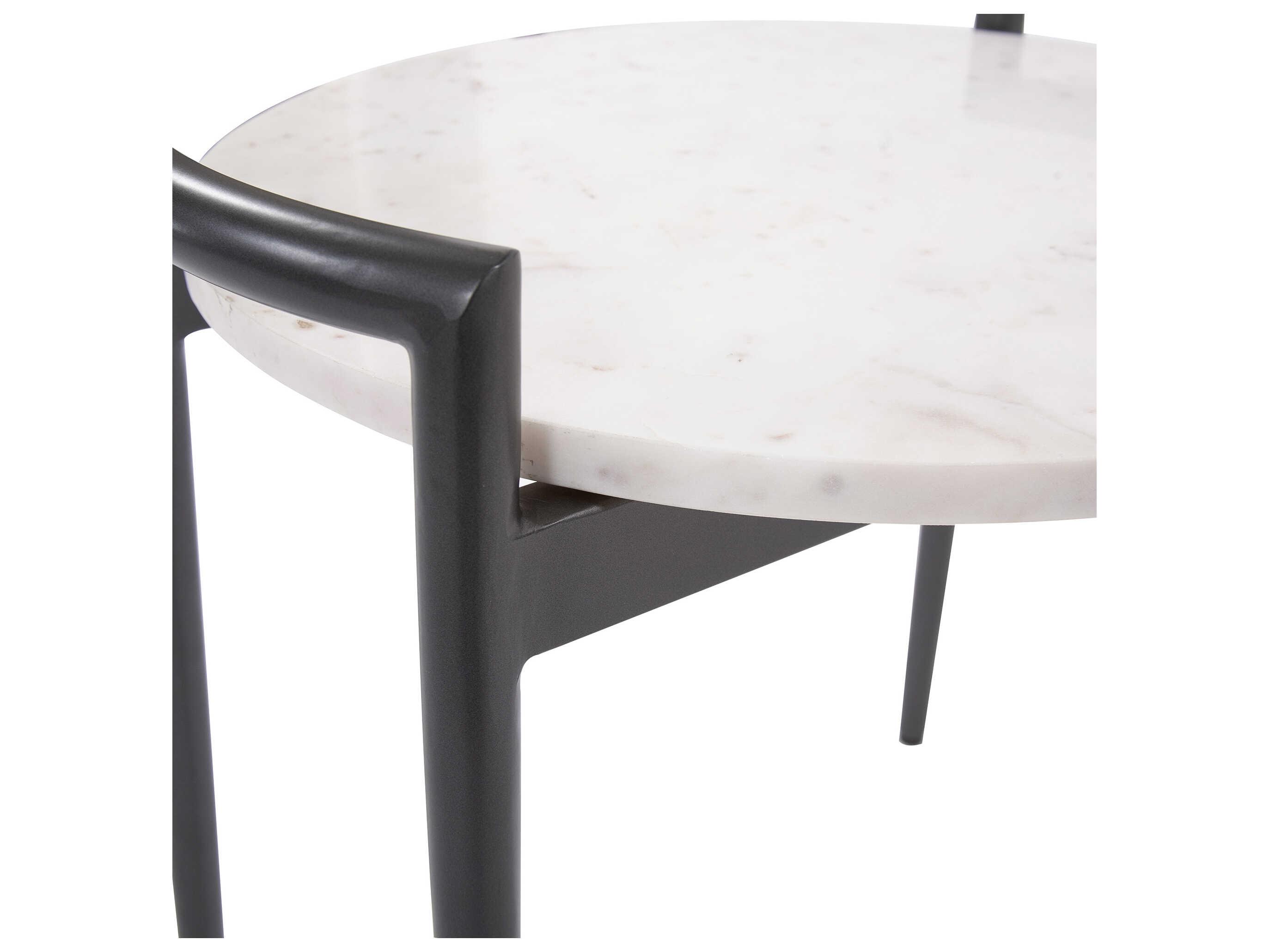 Howard Elliott Round Marble Black White End Table