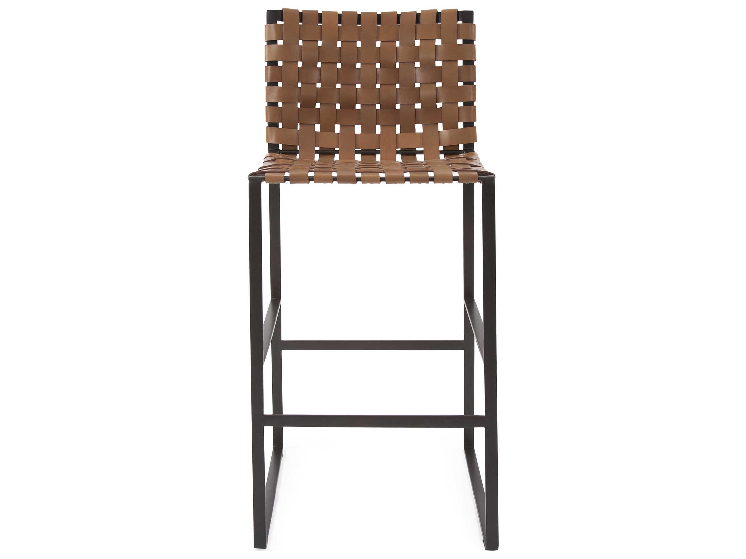 Howard Elliott Irving Buffalo Brown Black Leather Bar Stool