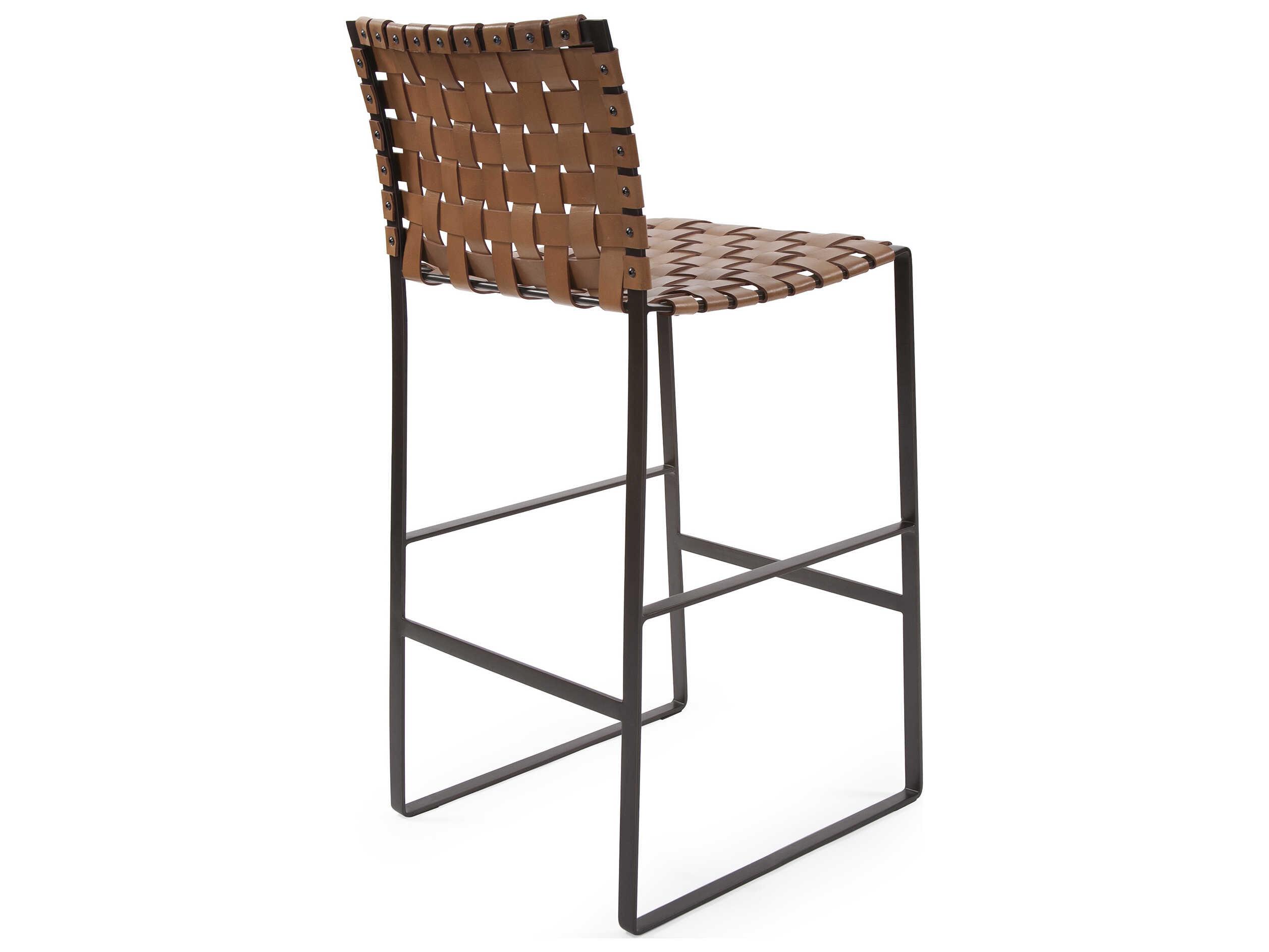 Howard Elliott Irving Buffalo Brown Black Leather Bar Stool