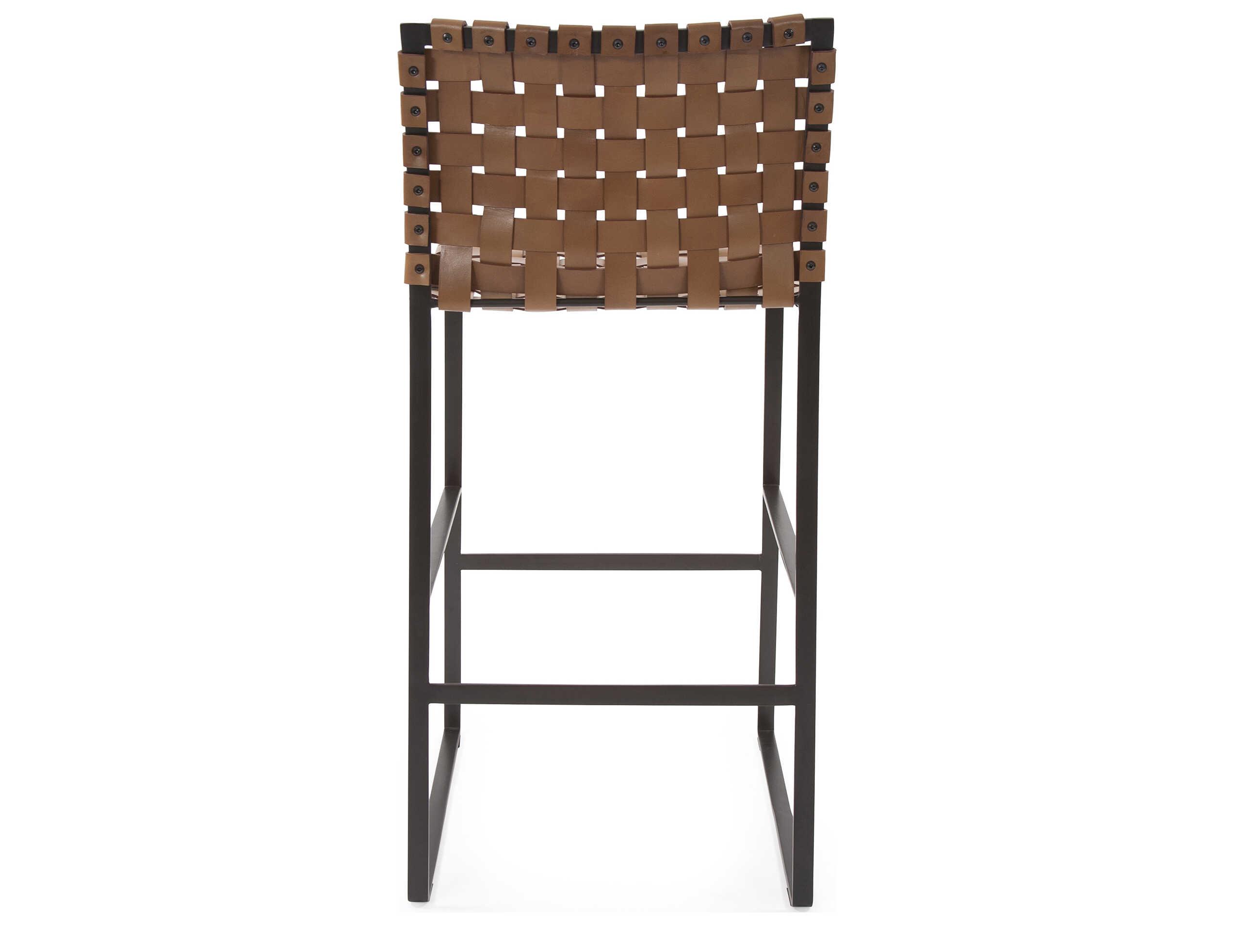 Howard Elliott Irving Buffalo Brown Black Leather Bar Stool