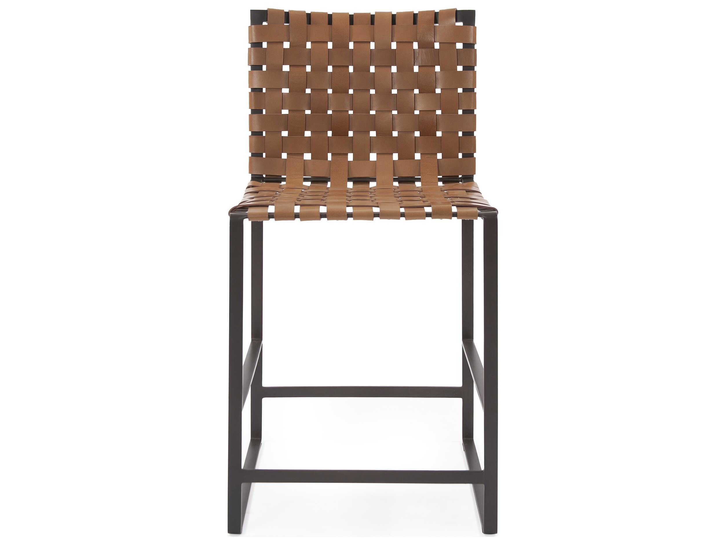 Howard Elliott Irving Buffalo Brown Black Leather Counter Stool