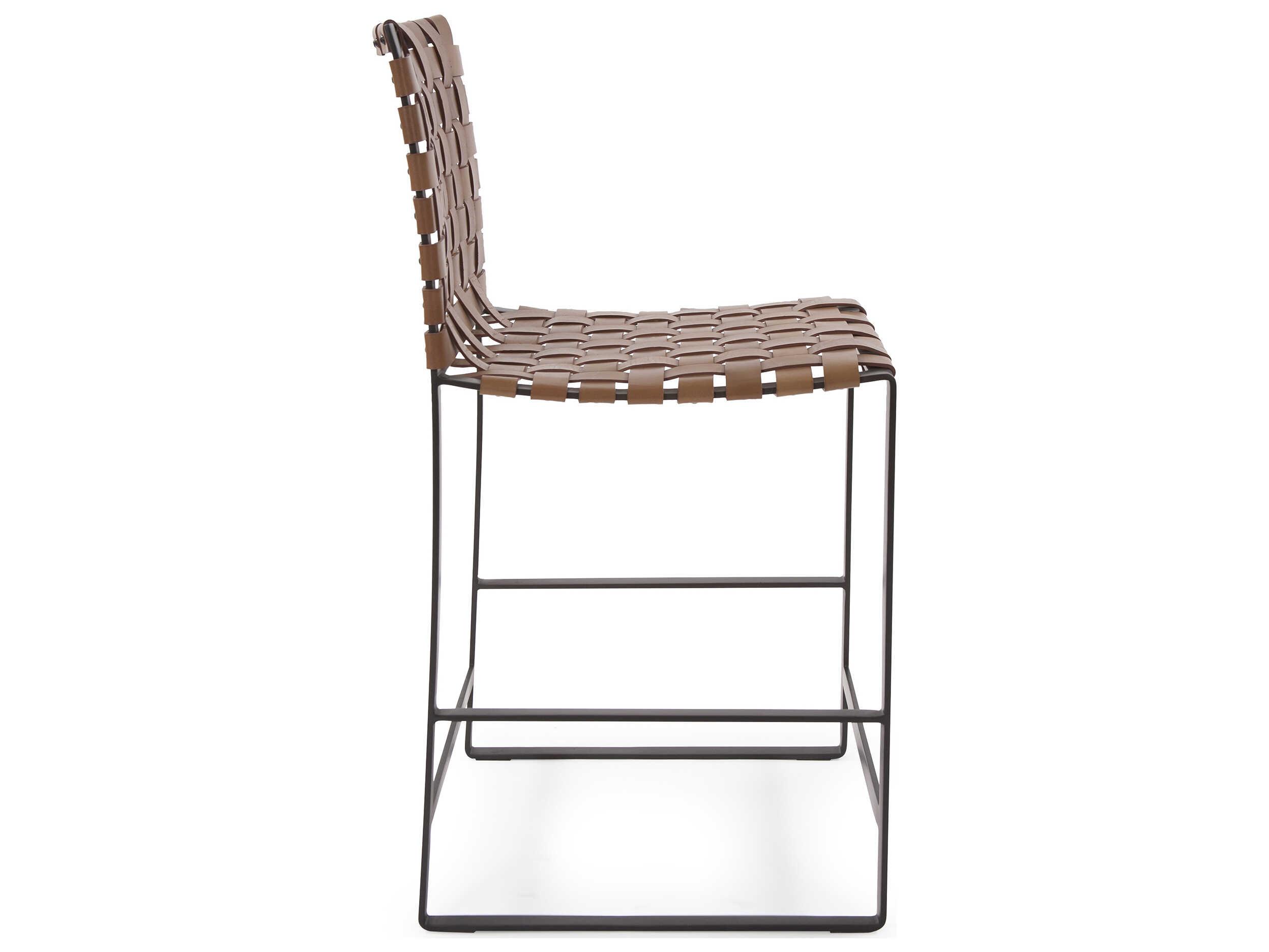 Howard Elliott Irving Buffalo Brown Black Leather Counter Stool