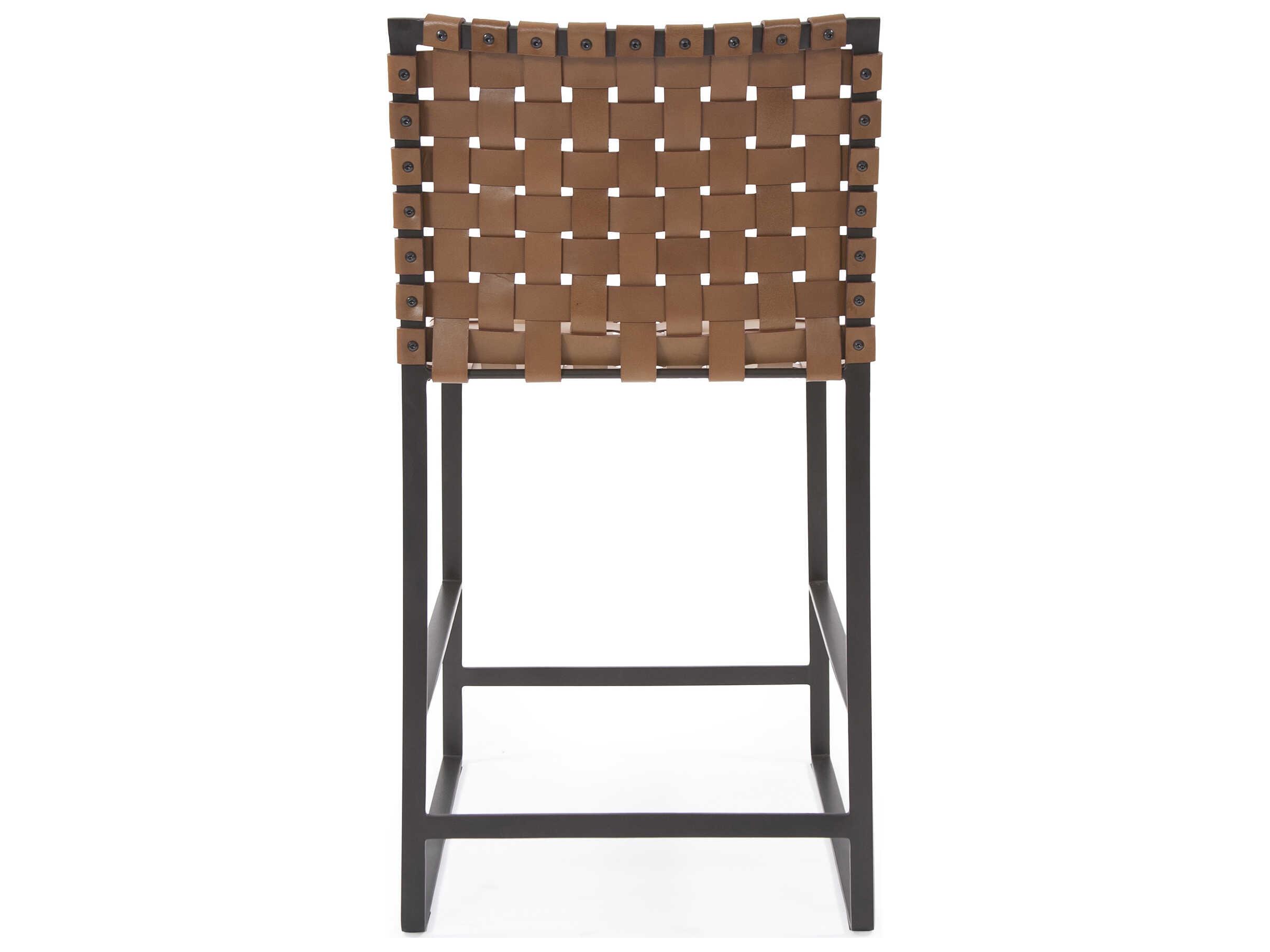 Howard Elliott Irving Buffalo Brown Black Leather Counter Stool