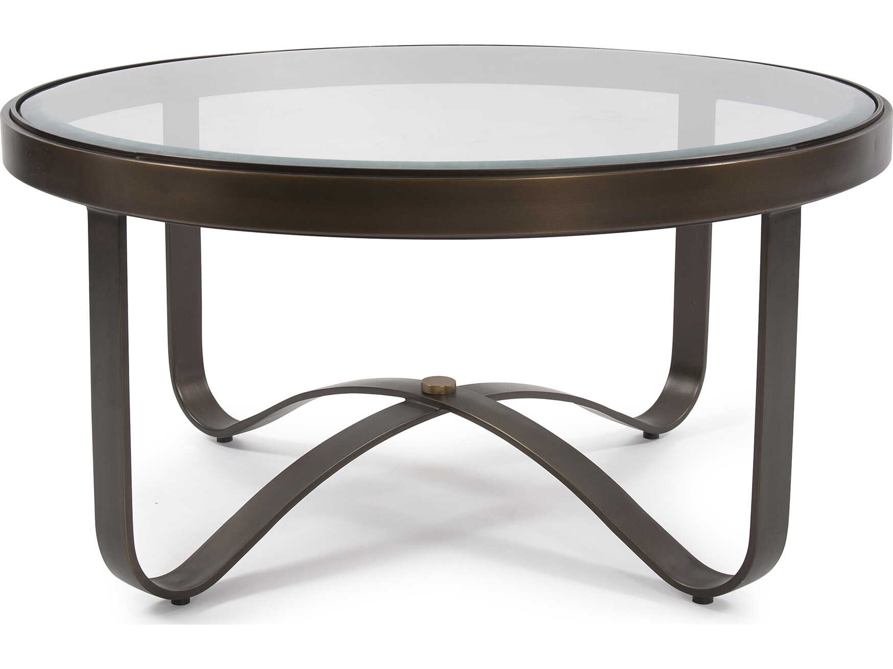 Howard Elliott Round Glass Bronze Coffee Table