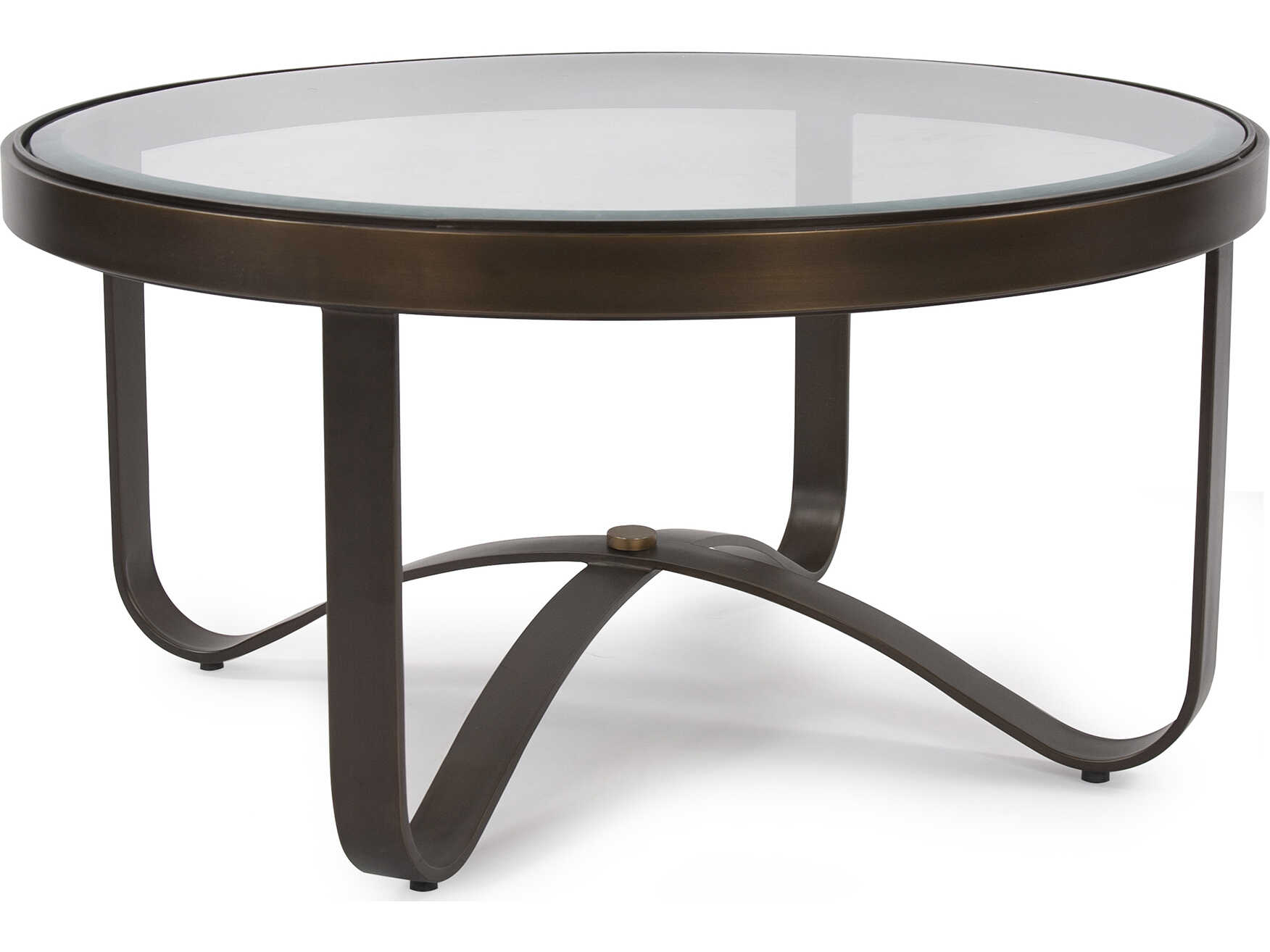 Howard Elliott Round Glass Bronze Coffee Table