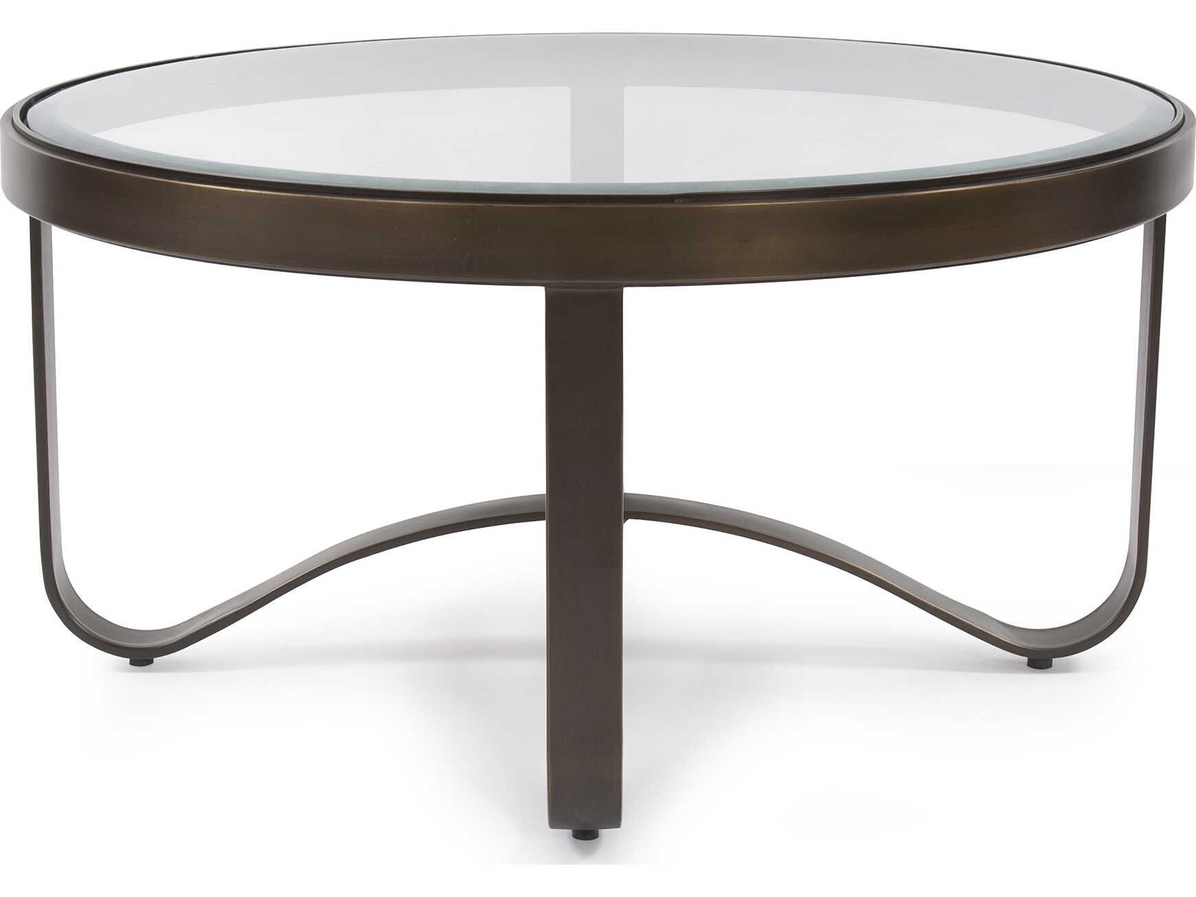 Howard Elliott Round Glass Bronze Coffee Table