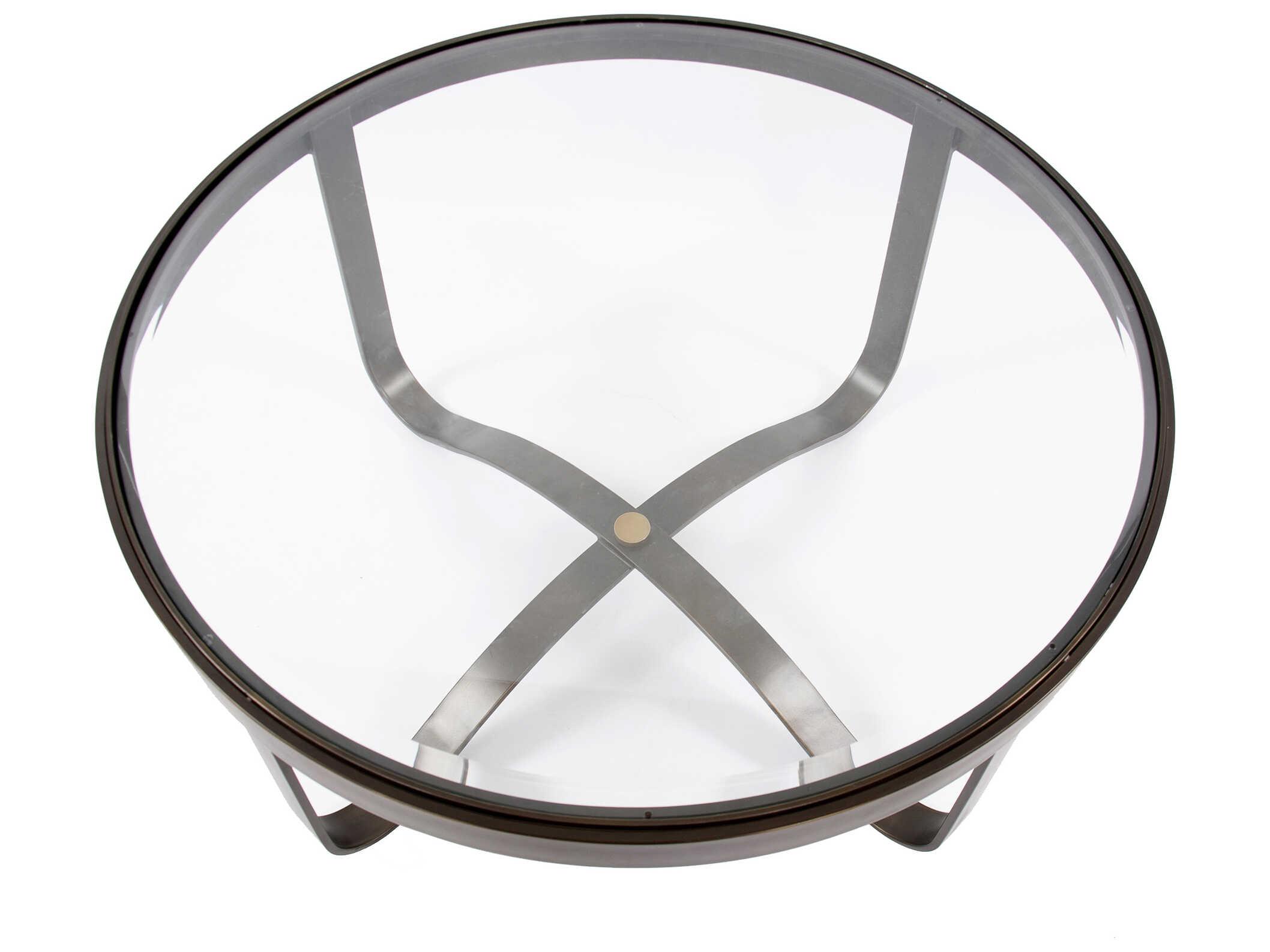 Howard Elliott Round Glass Bronze Coffee Table
