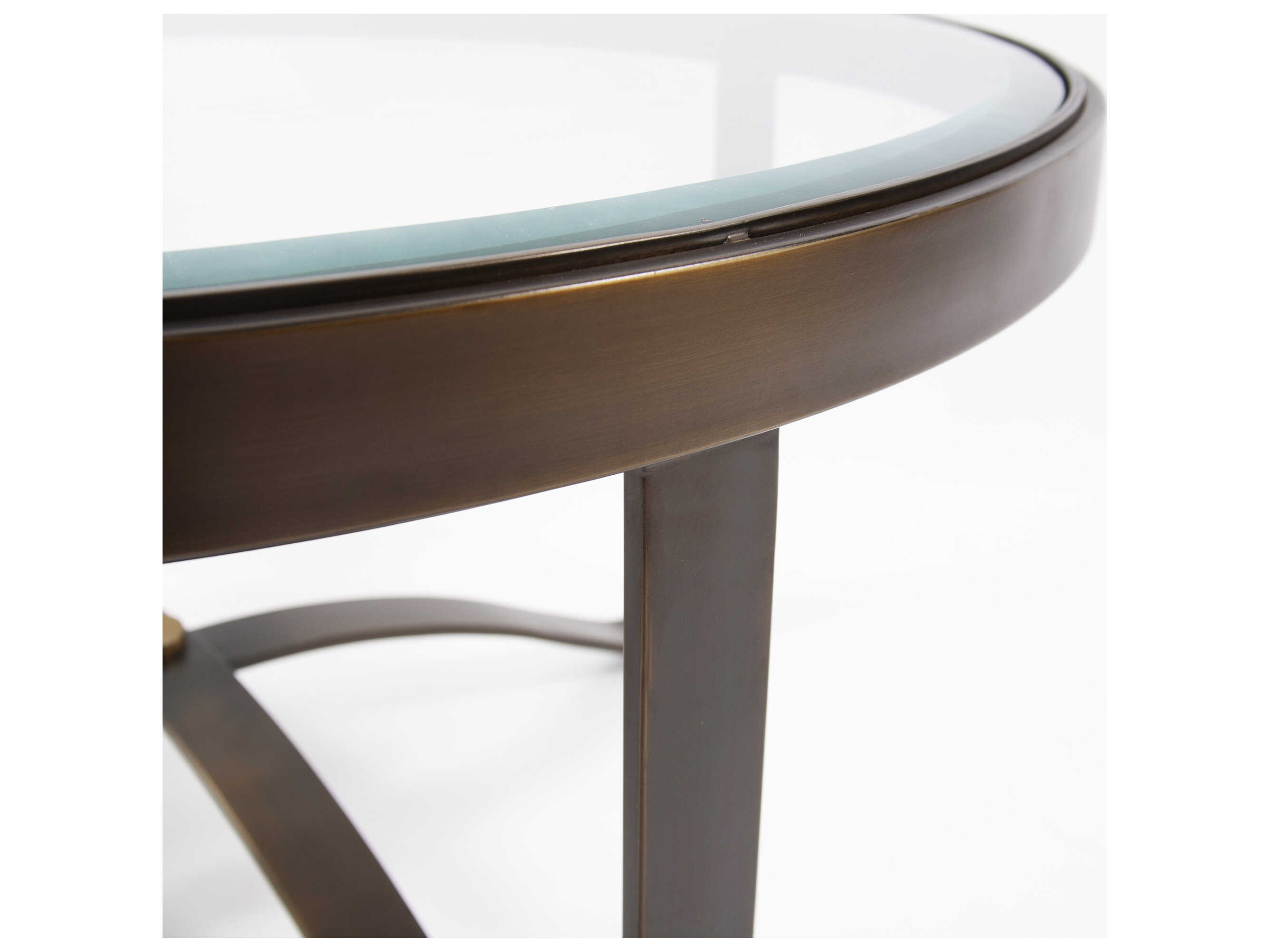 Howard Elliott Round Glass Bronze Coffee Table