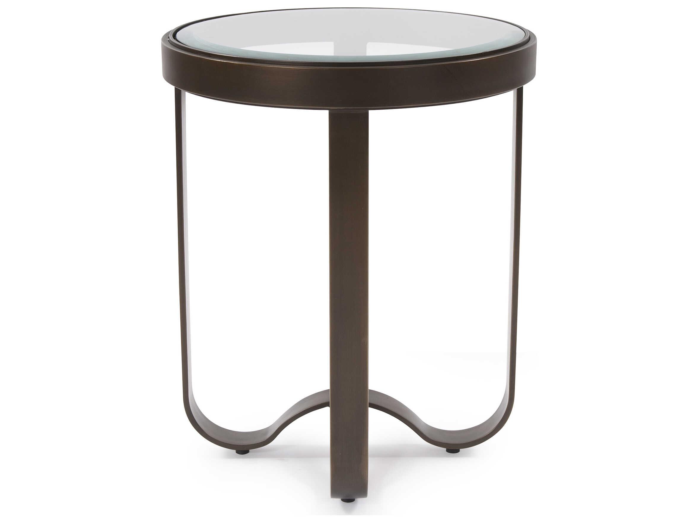 Howard Elliott Round Glass Bronze End Table