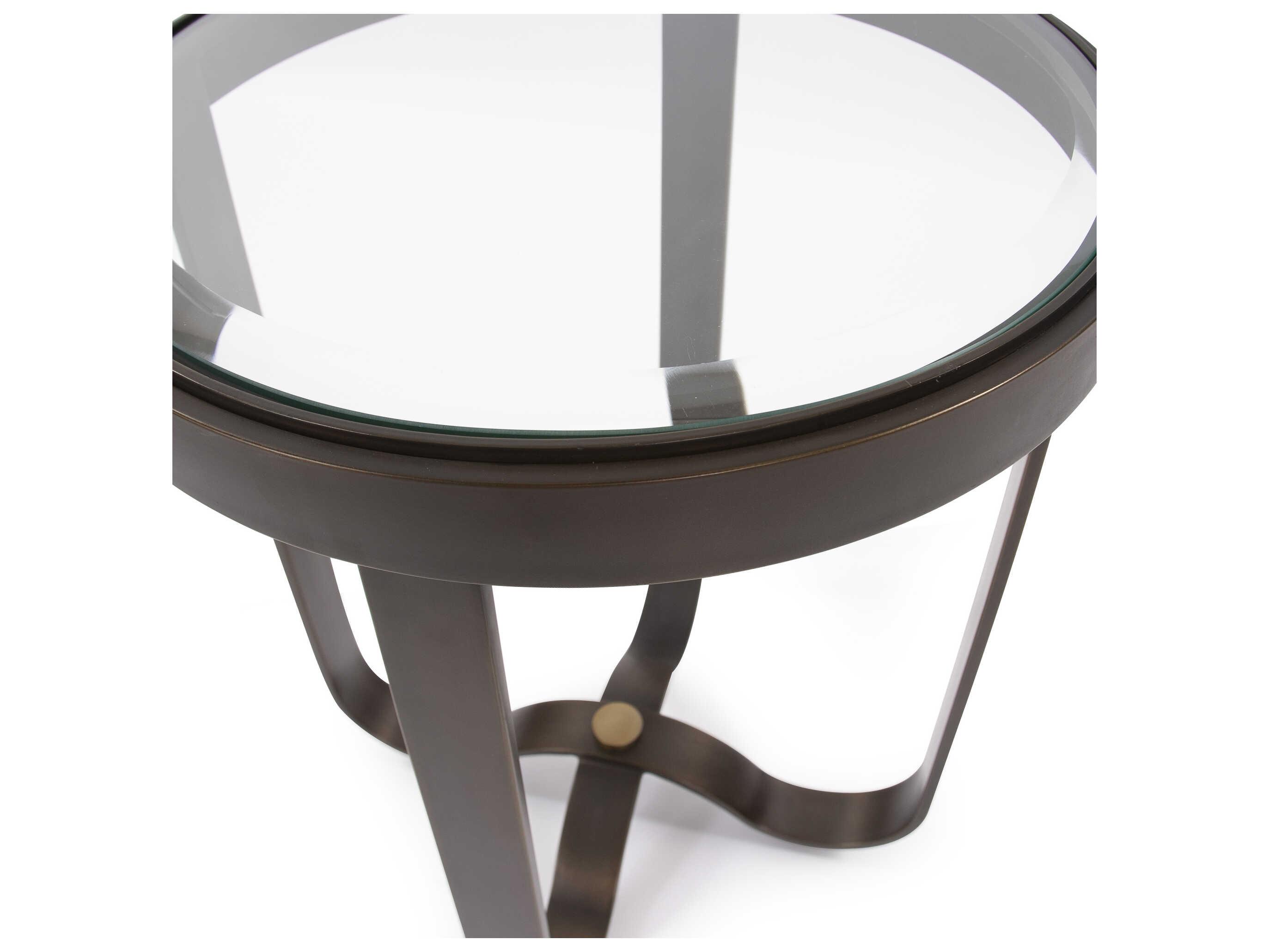 Howard Elliott Round Glass Bronze End Table