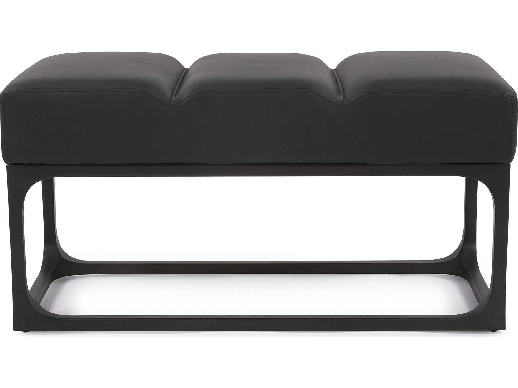 Howard Elliott Roma Graphite Black Leather Accent Bench