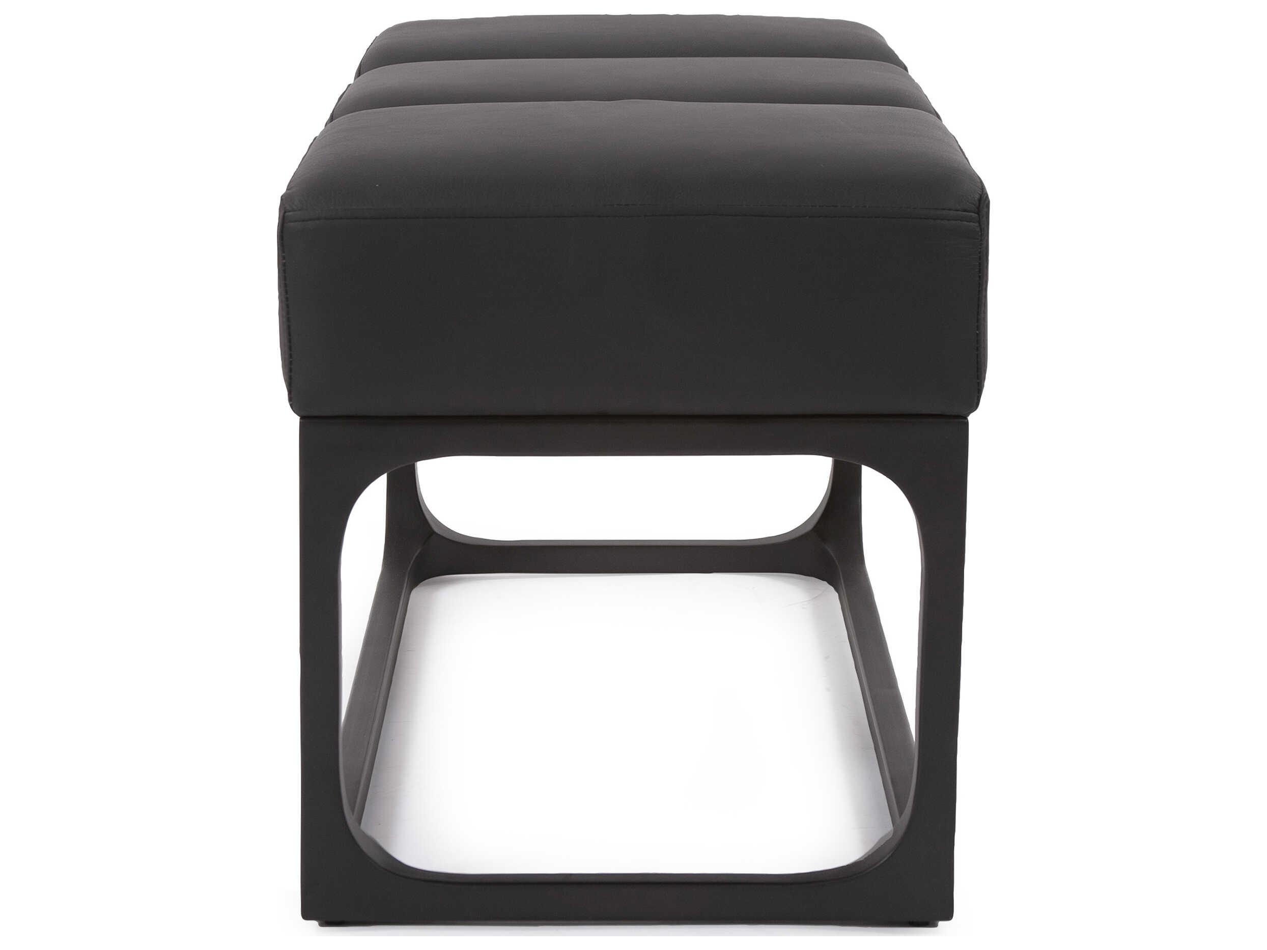 Howard Elliott Roma Graphite Black Leather Accent Bench