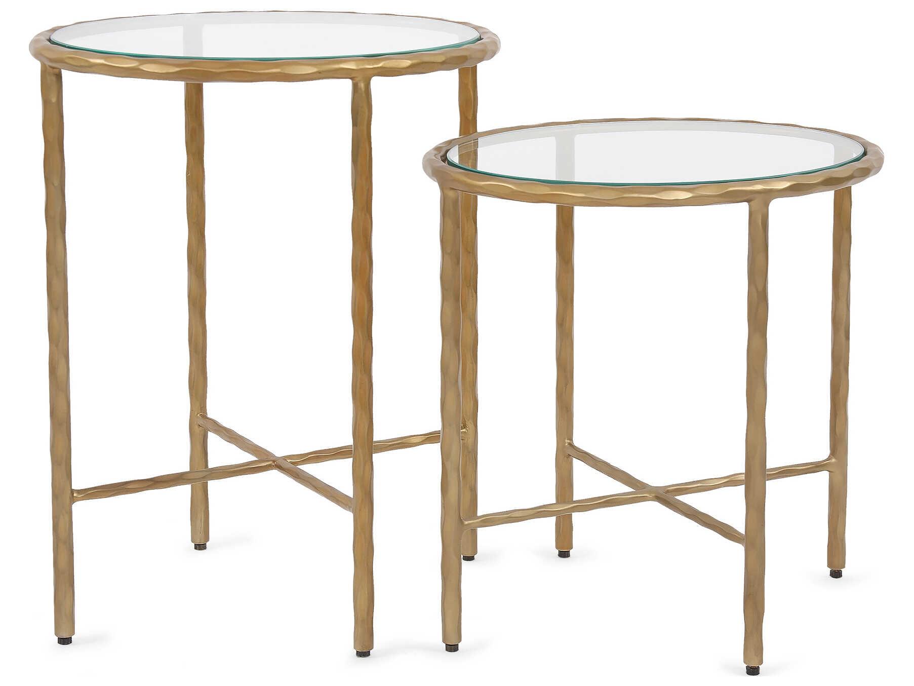 Howard Elliott Tetro Oval Glass Brass End Table