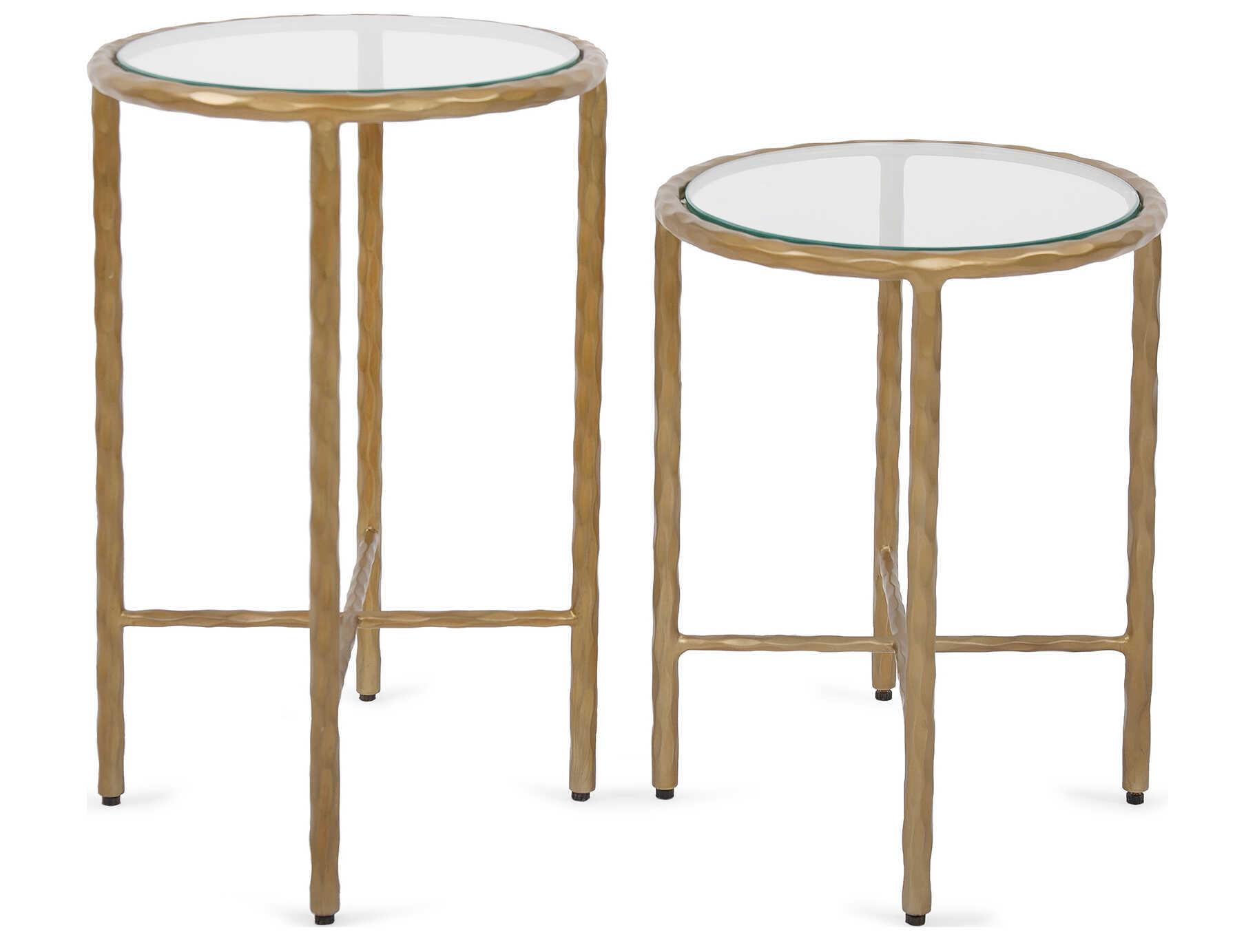 Howard Elliott Tetro Oval Glass Brass End Table