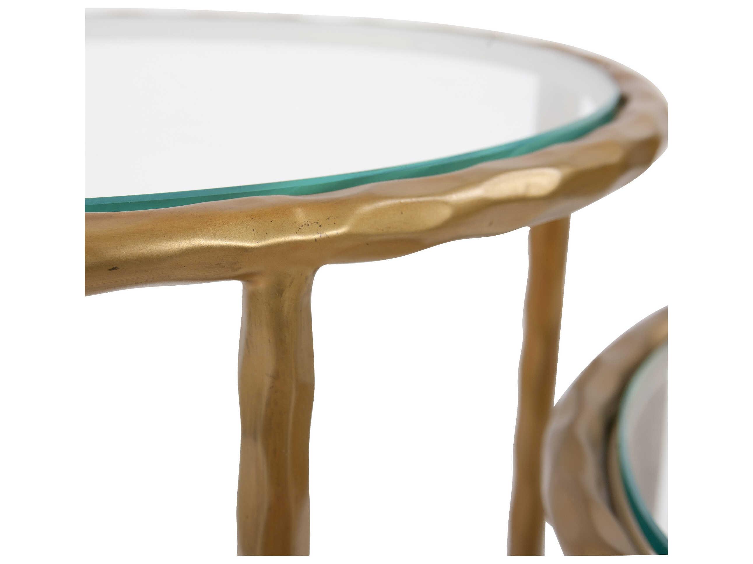 Howard Elliott Tetro Oval Glass Brass End Table