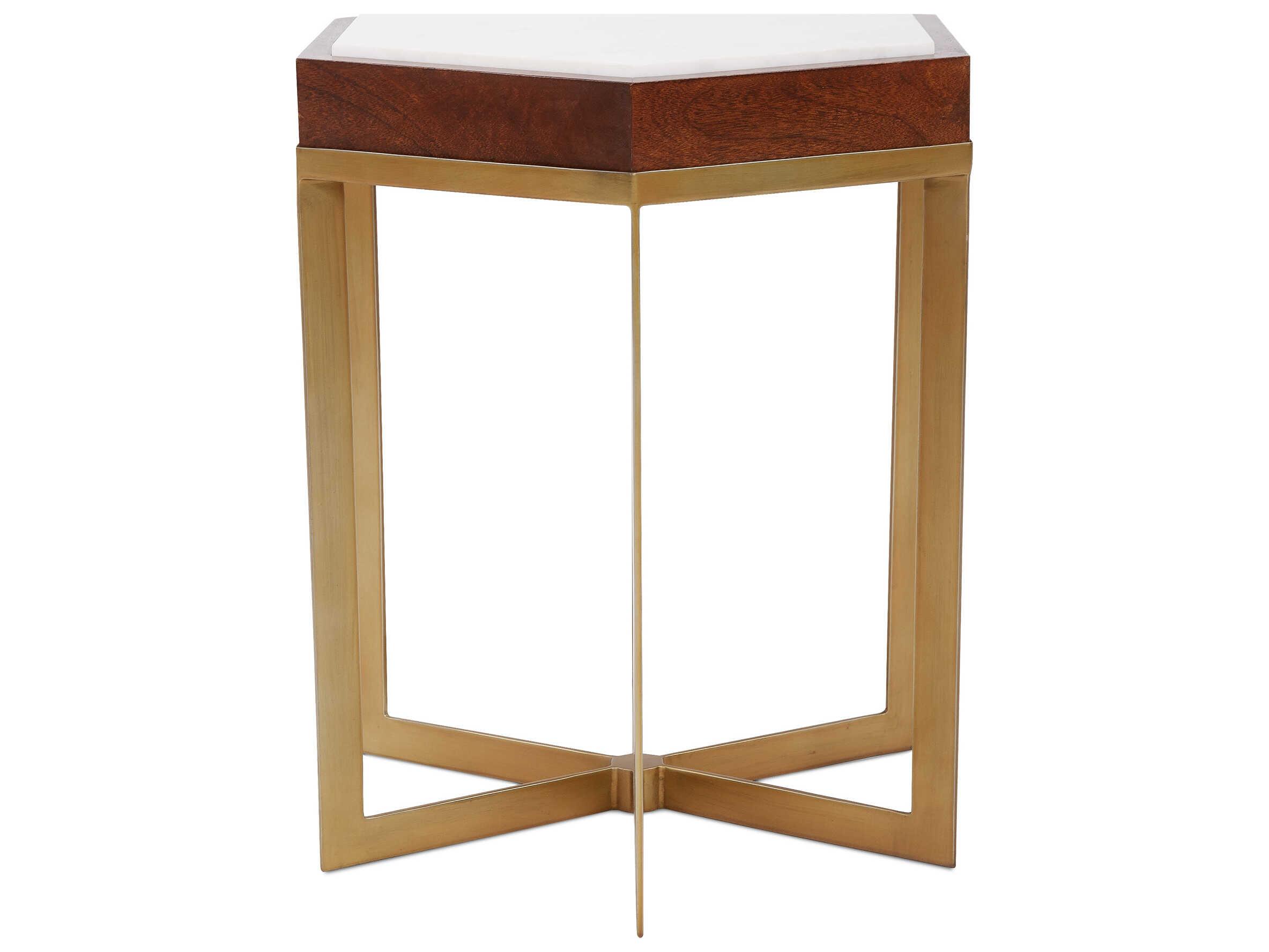 Howard Elliott Van Berkel Hexagon Marble Brass End Table