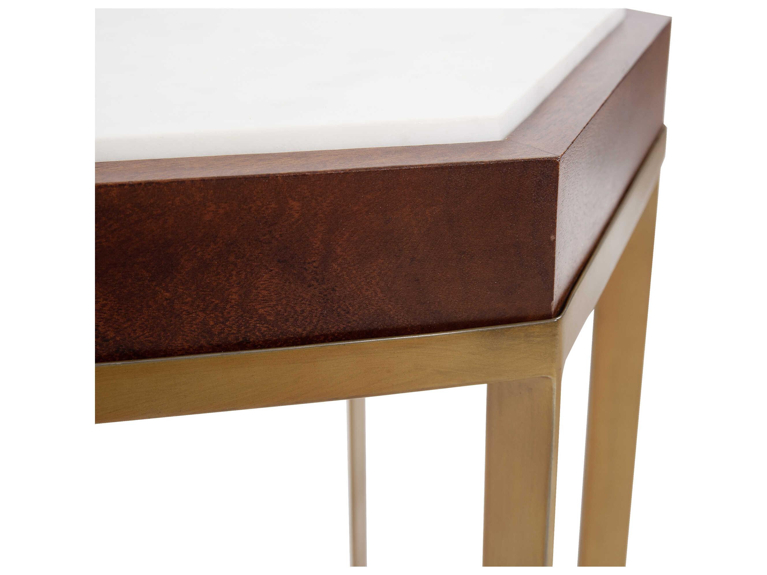 Howard Elliott Van Berkel Hexagon Marble Brass End Table
